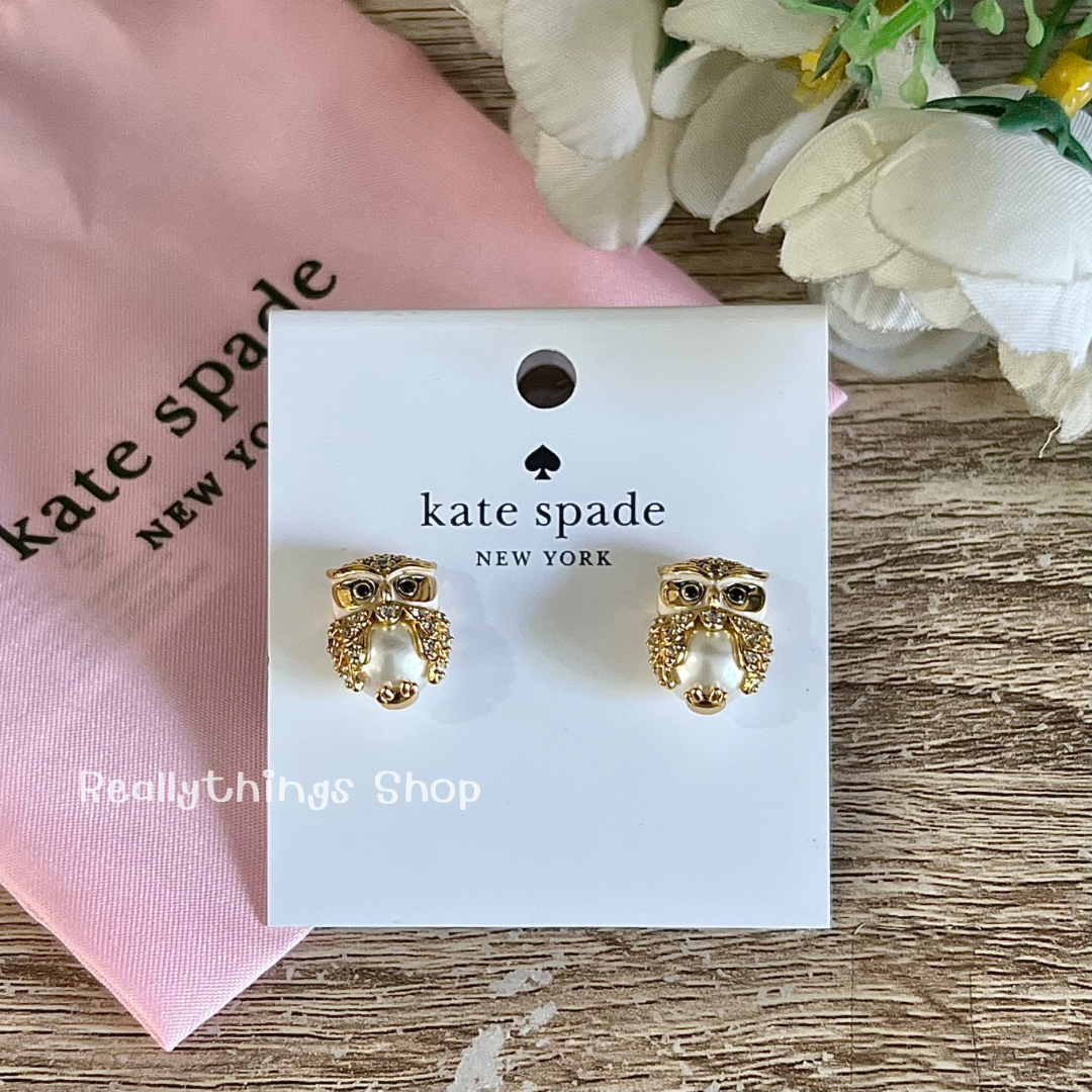 {แท้💯%📮พร้อมส่ง+ส่งฟรี} ต่างหู Kate Spade Winter Wonderland Owl Earrings(นกฮูก)