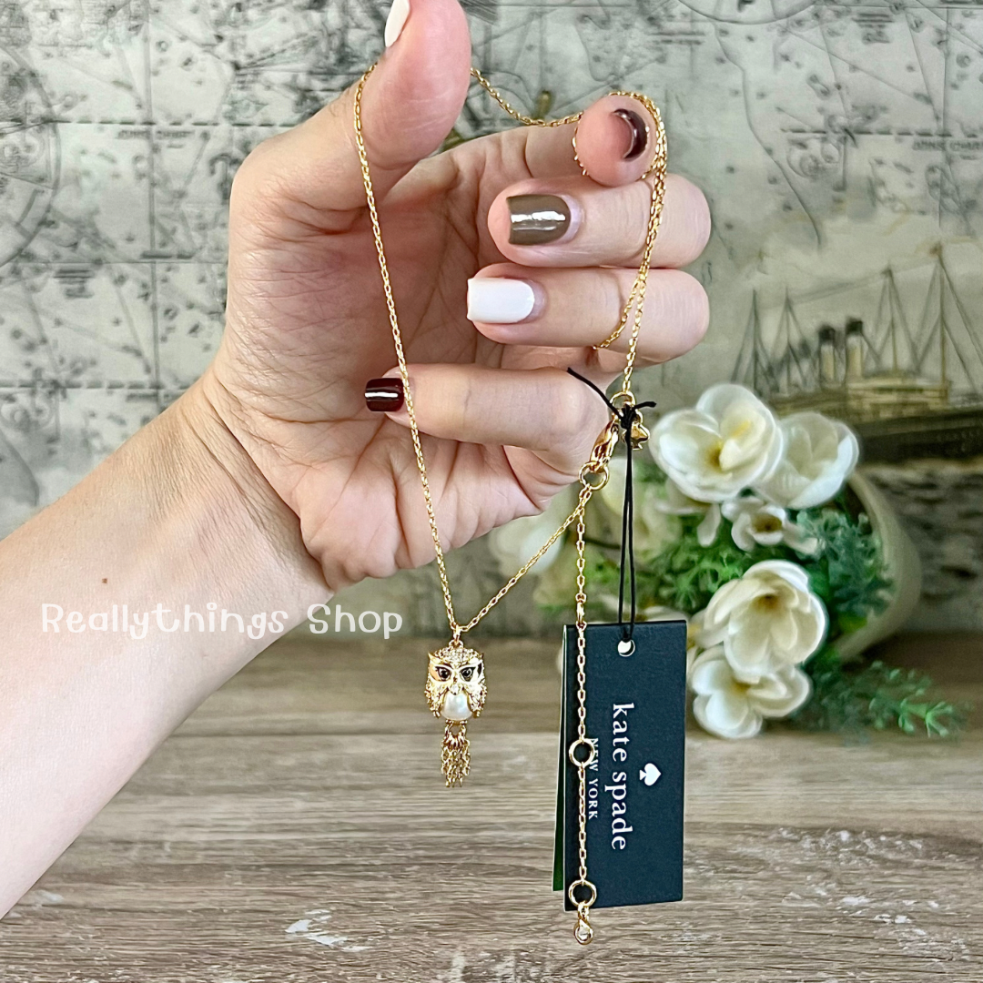 {แท้💯%📮พร้อมส่ง+ส่งฟรี} สร้อยคอ Kate Spade Winter Wonderland Owl Necklace(นกฮูก)