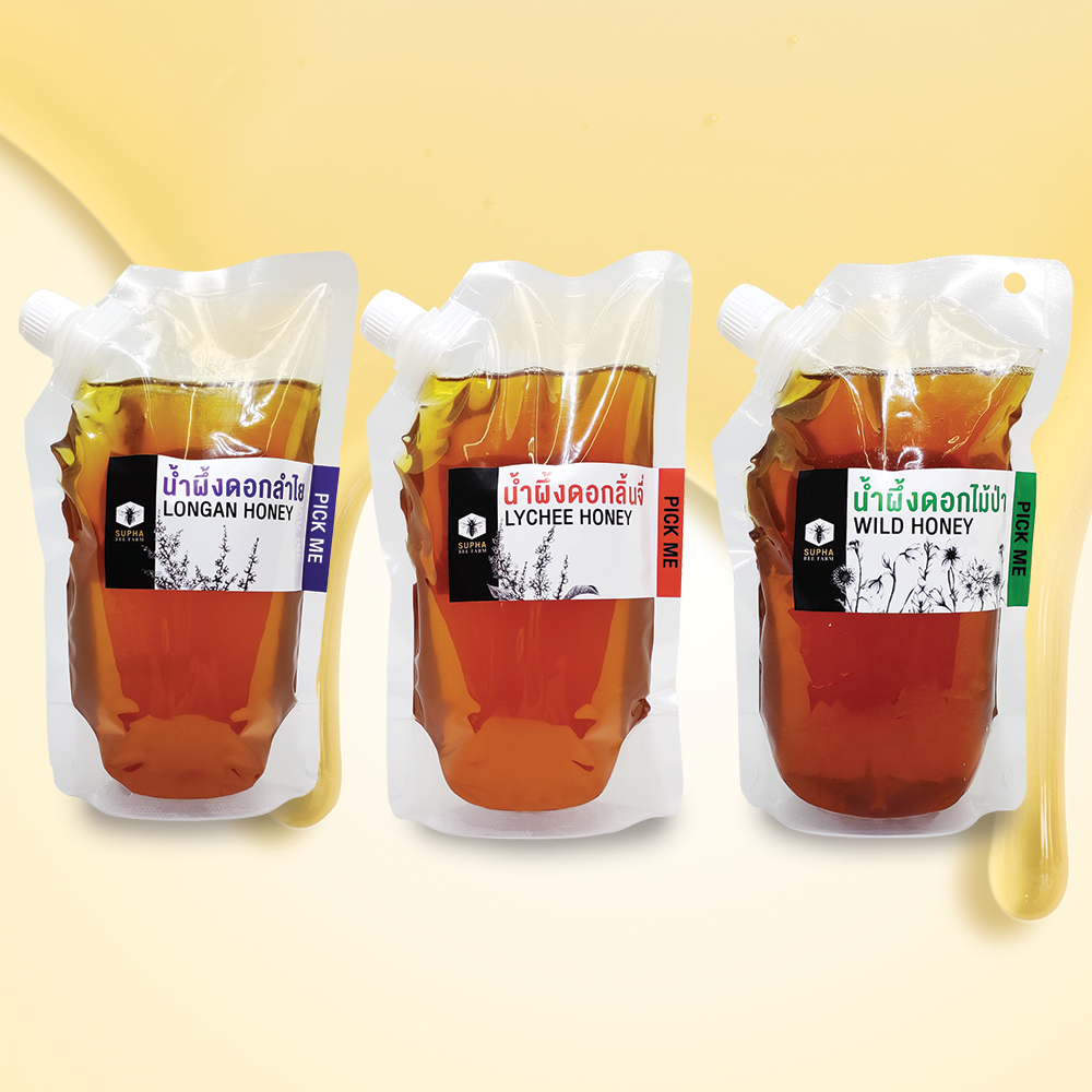 น้ำผึ้งถุง 800 กรัม 6 ถุง คละชนิด Honey 800g 6 pcs assorted types