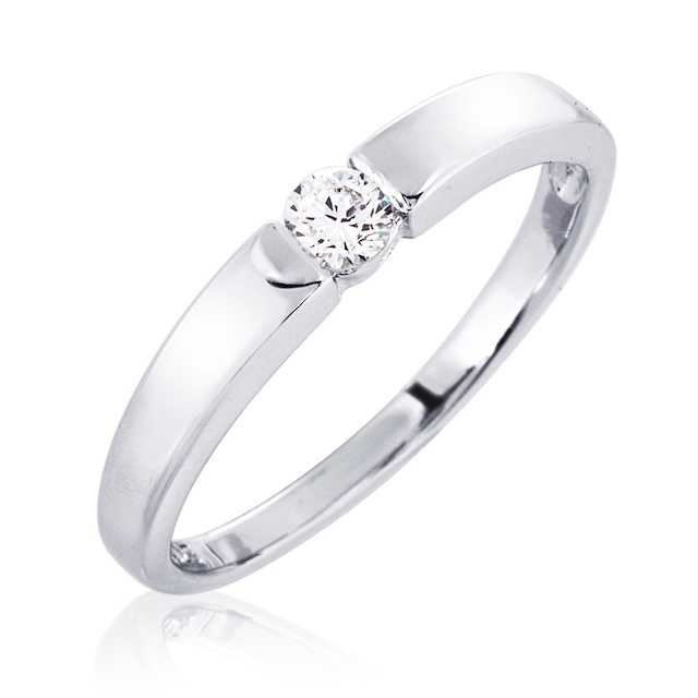 SNOWY แหวนเงินแท้ 925 Silver Jewelry ประดับเพชรสวิส CZ รุ่น RS2285-RR เคลือบทองคำขาว
