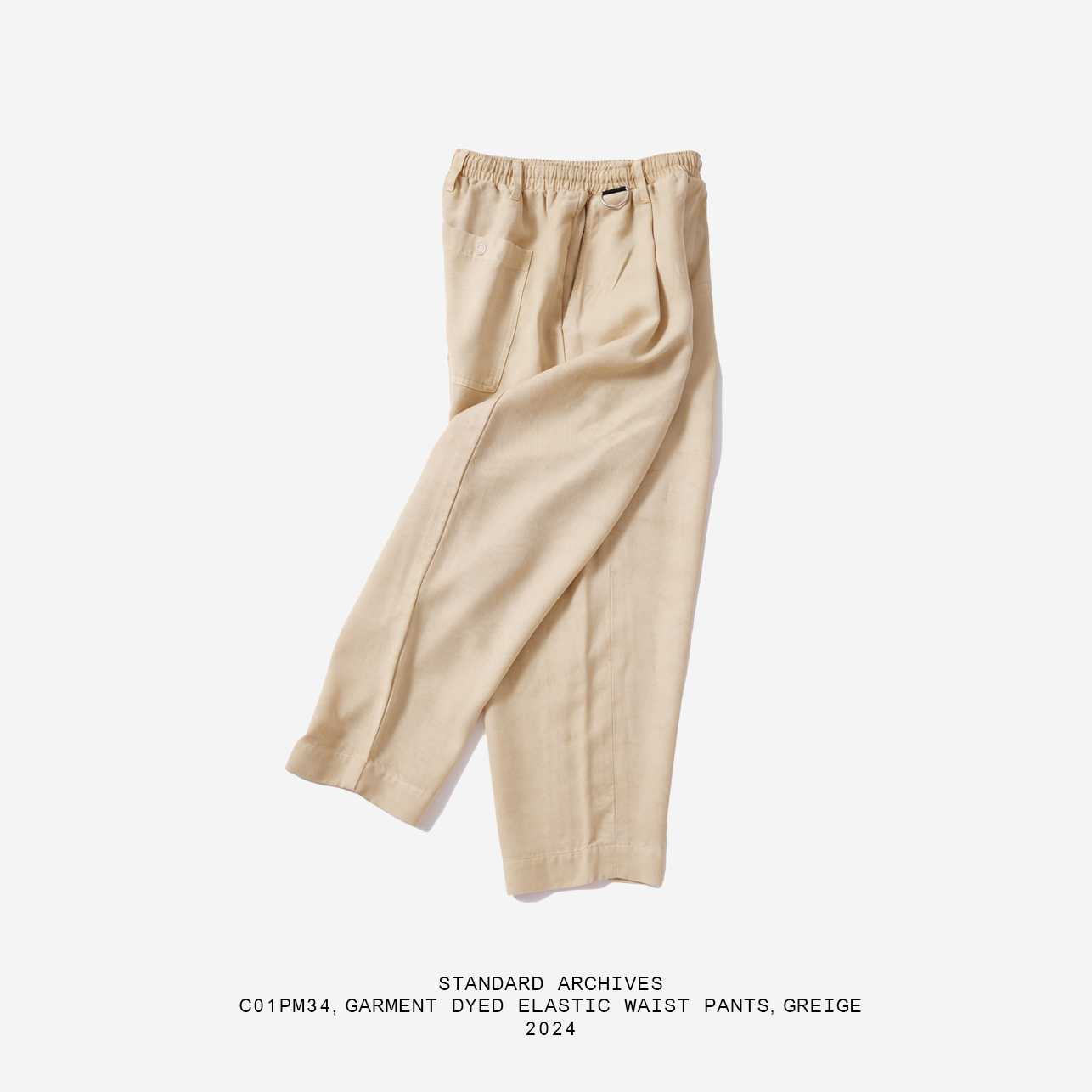 C01PM34,กางเกง GARMENT DYE เอวยางยืด,GREIGE