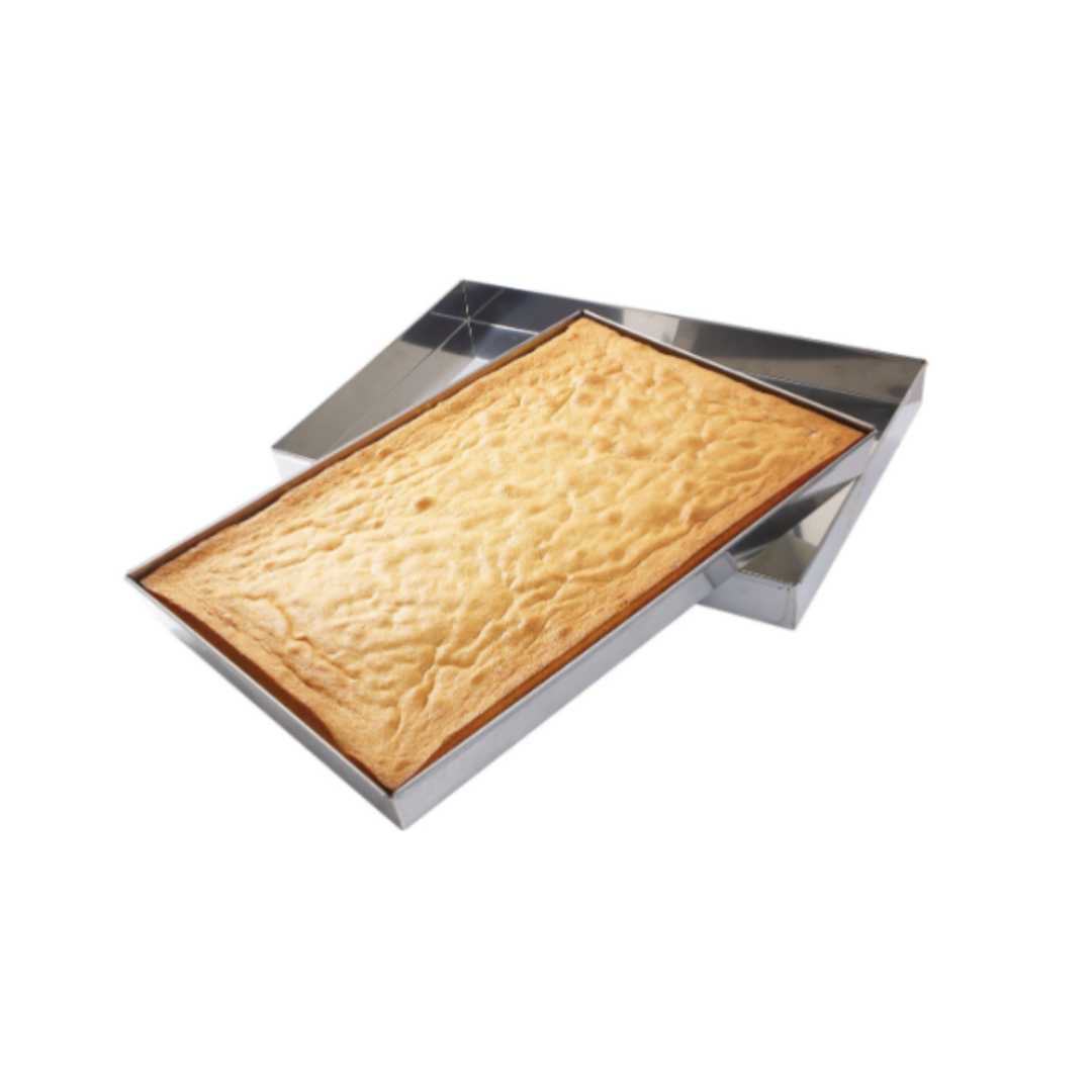 340304 STRAIGHT STAINLESS STEEL SQUARE CAKE TIN 60X40X5 CM