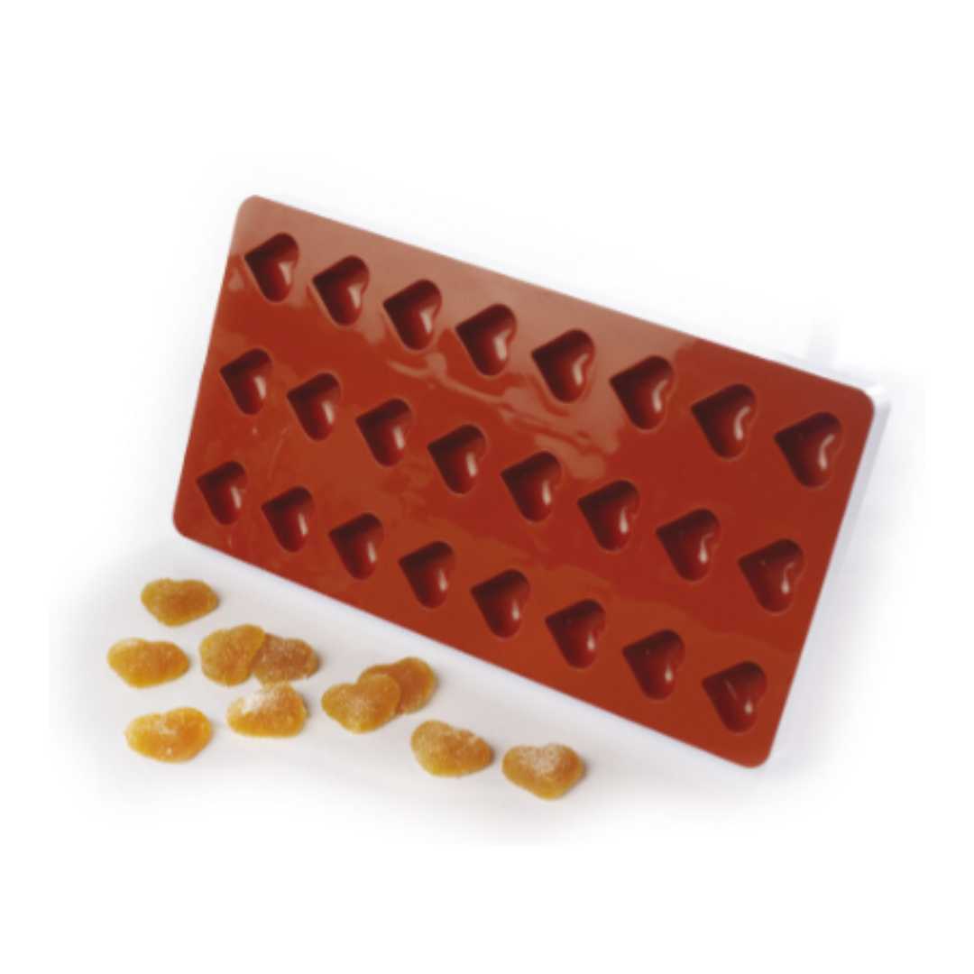 339016 SILICONE MOULD FOR FRUIT PASTE 24 HEARTS 3 CM