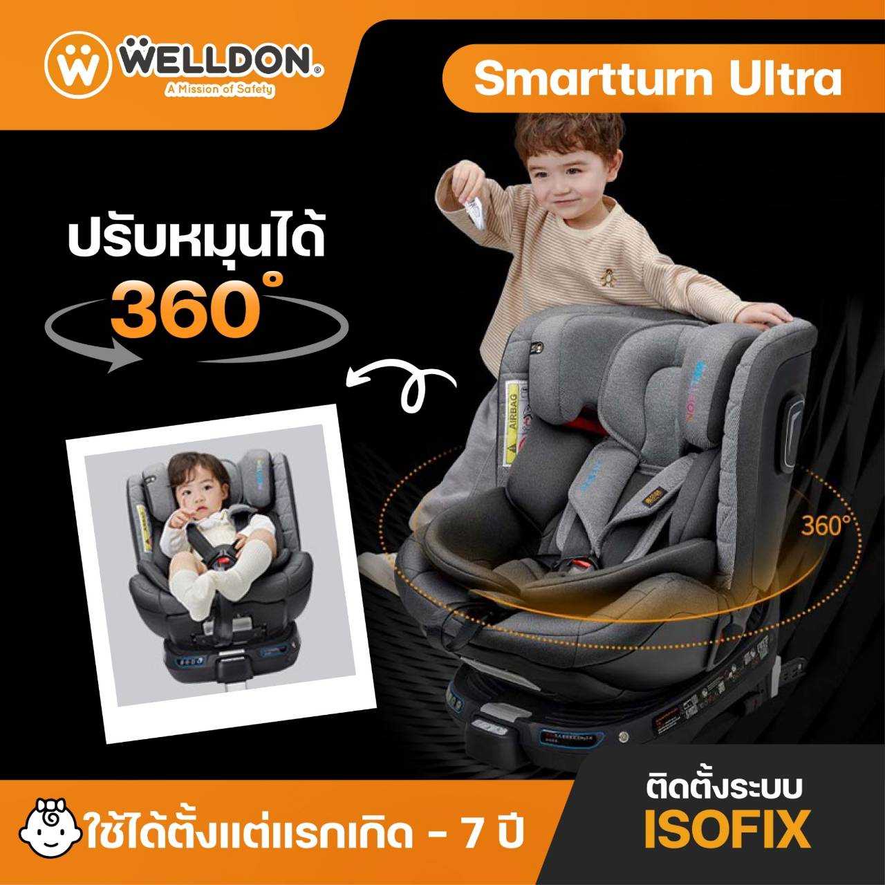 Welldon รุ่น Smartturn Ultra ใช้ได้ตั้งแต่แรกเกิด - 7 ปี ระบบไฟแจ้งเตือน แบบDigital