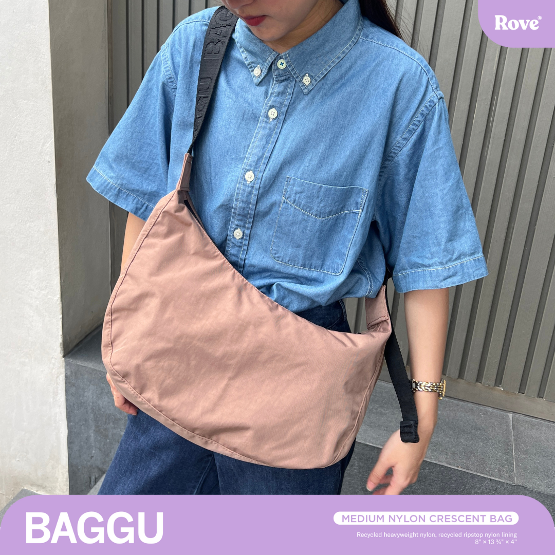 BAGGU Medium Nylon Crescent bag -Cocoa