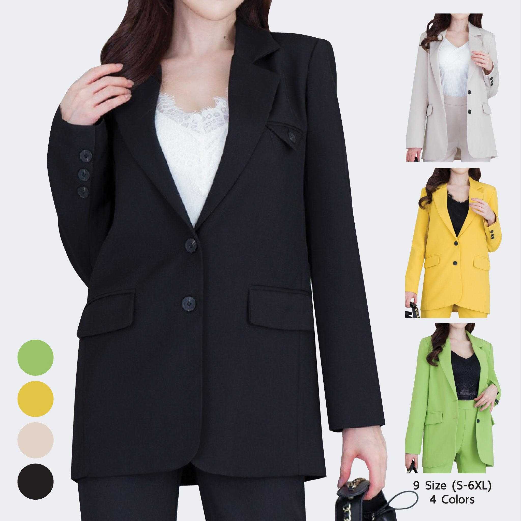 สินค้าใหม่ Milano Blazer เสื้อสูทผู้หญิงทรงปล่อย 2 กระดุม 4สี 9ไซส์