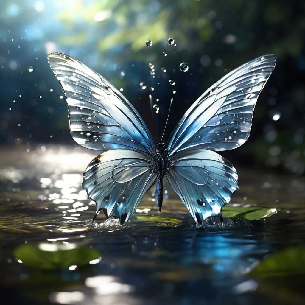 Butterfly playing in the water 3
