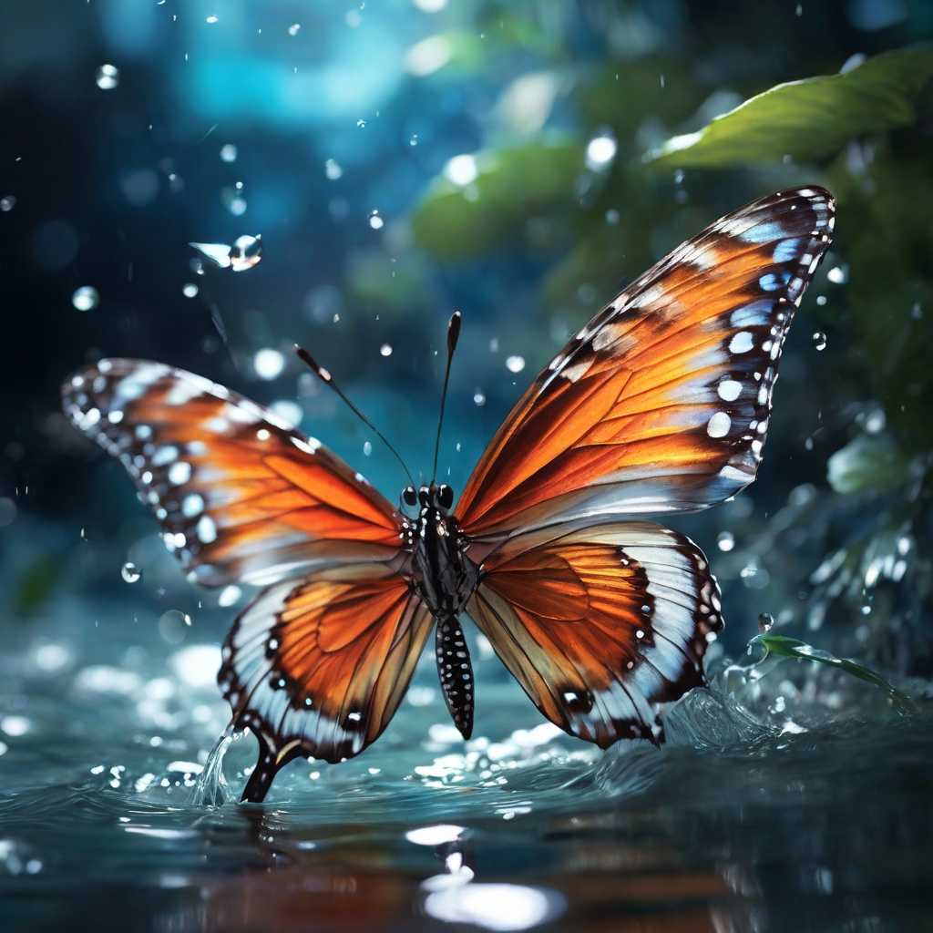 Butterfly playing in the water 4