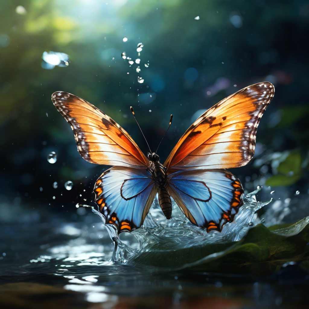 Butterfly playing in the water 6