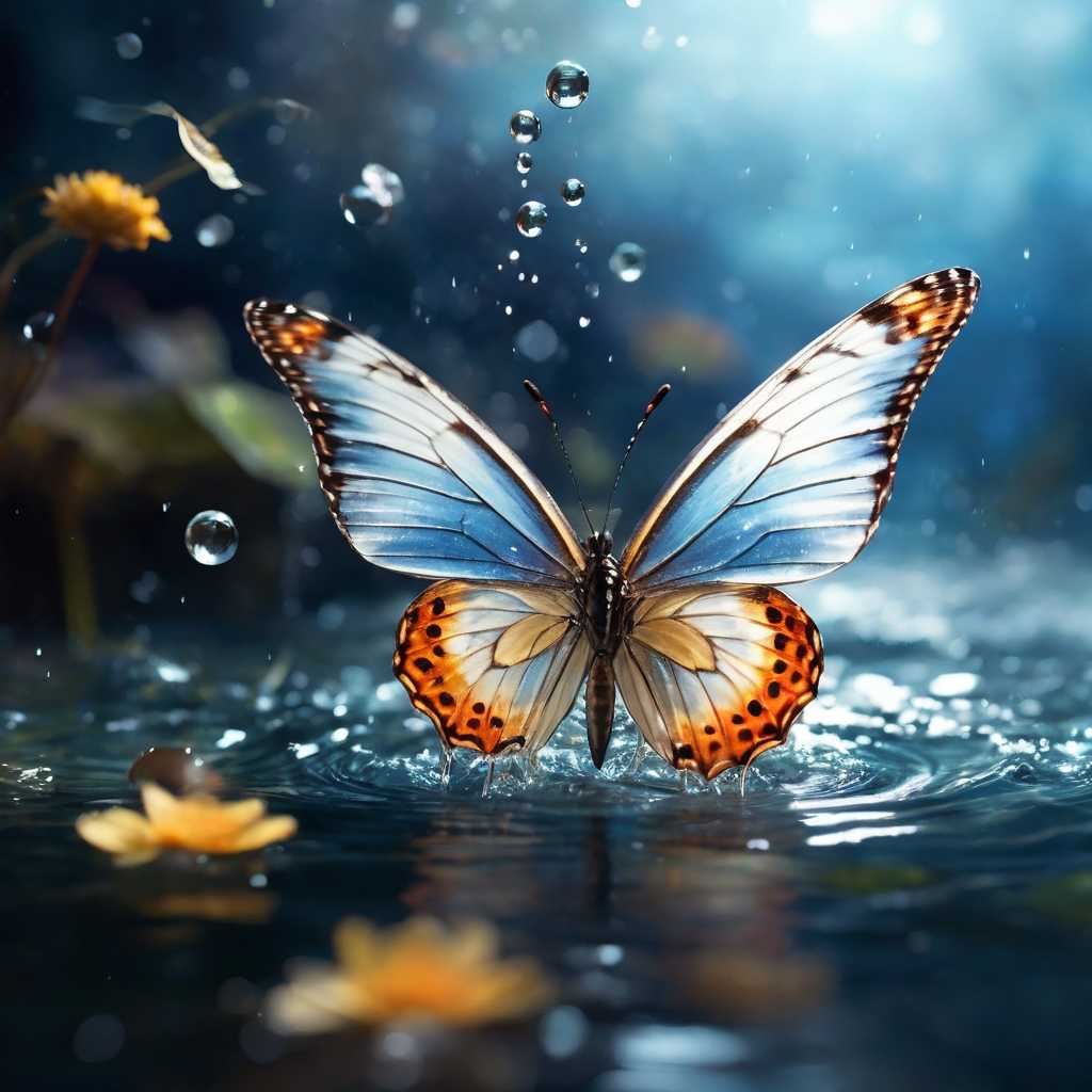 Butterfly playing in the water 7