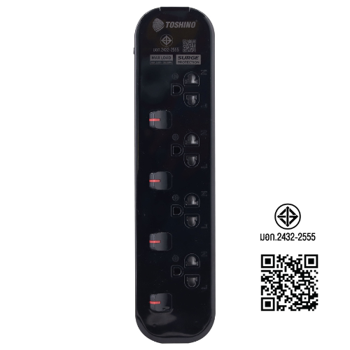 Toshino รางปลั๊กไฟ 4 ช่อง 4 สวิตช์ 3 เมตร 16A/3600W สีดำ รุ่น JT4-3MBK