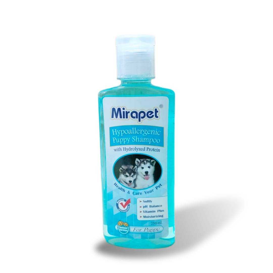 Mirapet แชมพูลูกสุนัข สูตรบำรุงผิวหนังเเละเส้นขน สำหรับลูกสุนัข 250 ml.