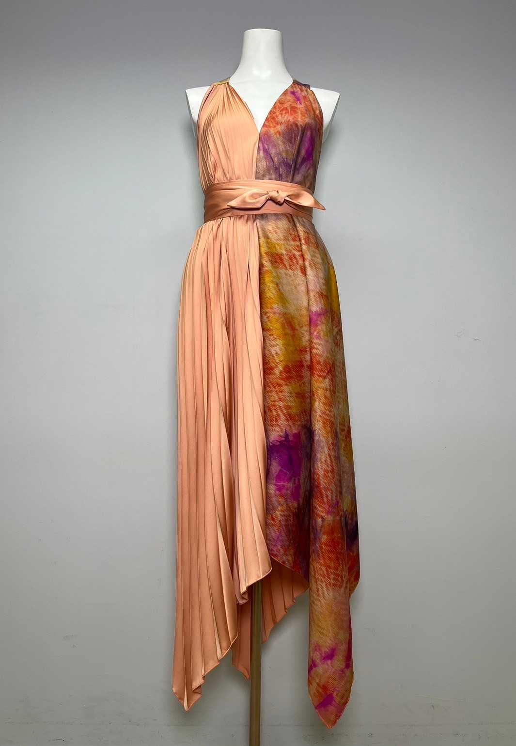 Eva Dress Thai silk tie dye - Peach