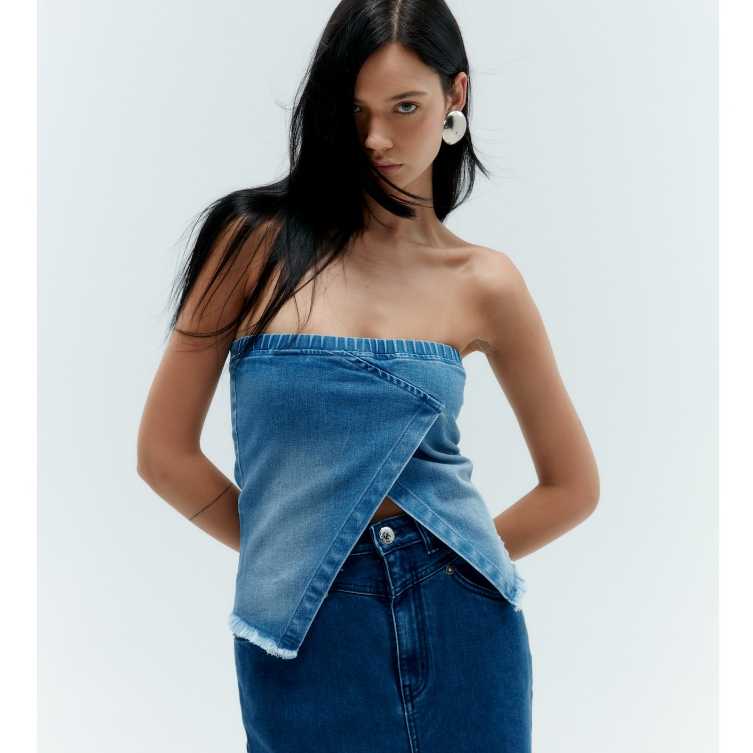 Aurora - Strapless Denim Top