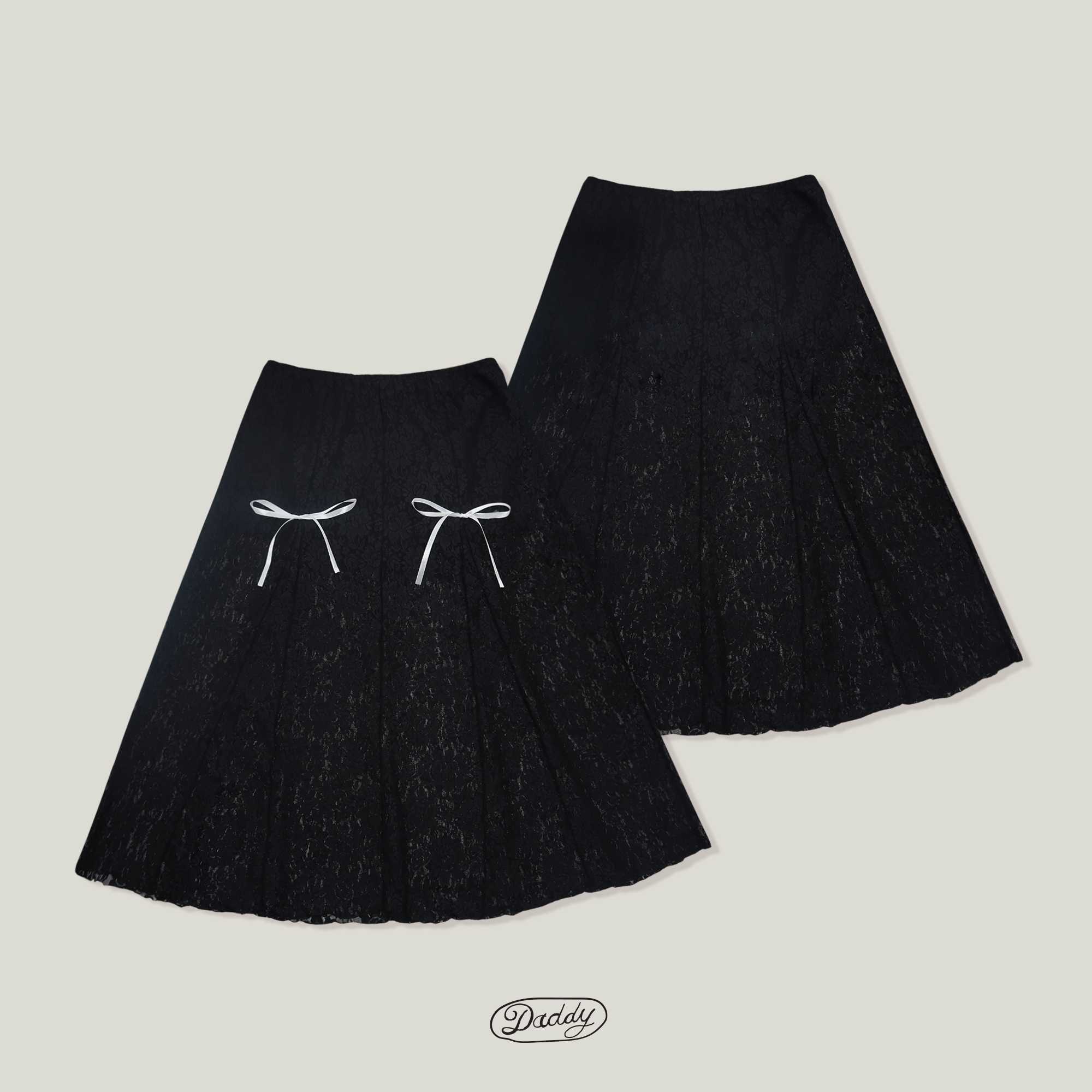 DADDY | Dorothy Skirt กระโปรงเอวต่ำ สีดำ ผ้าลูกไม้ see through สุดน่ารัก