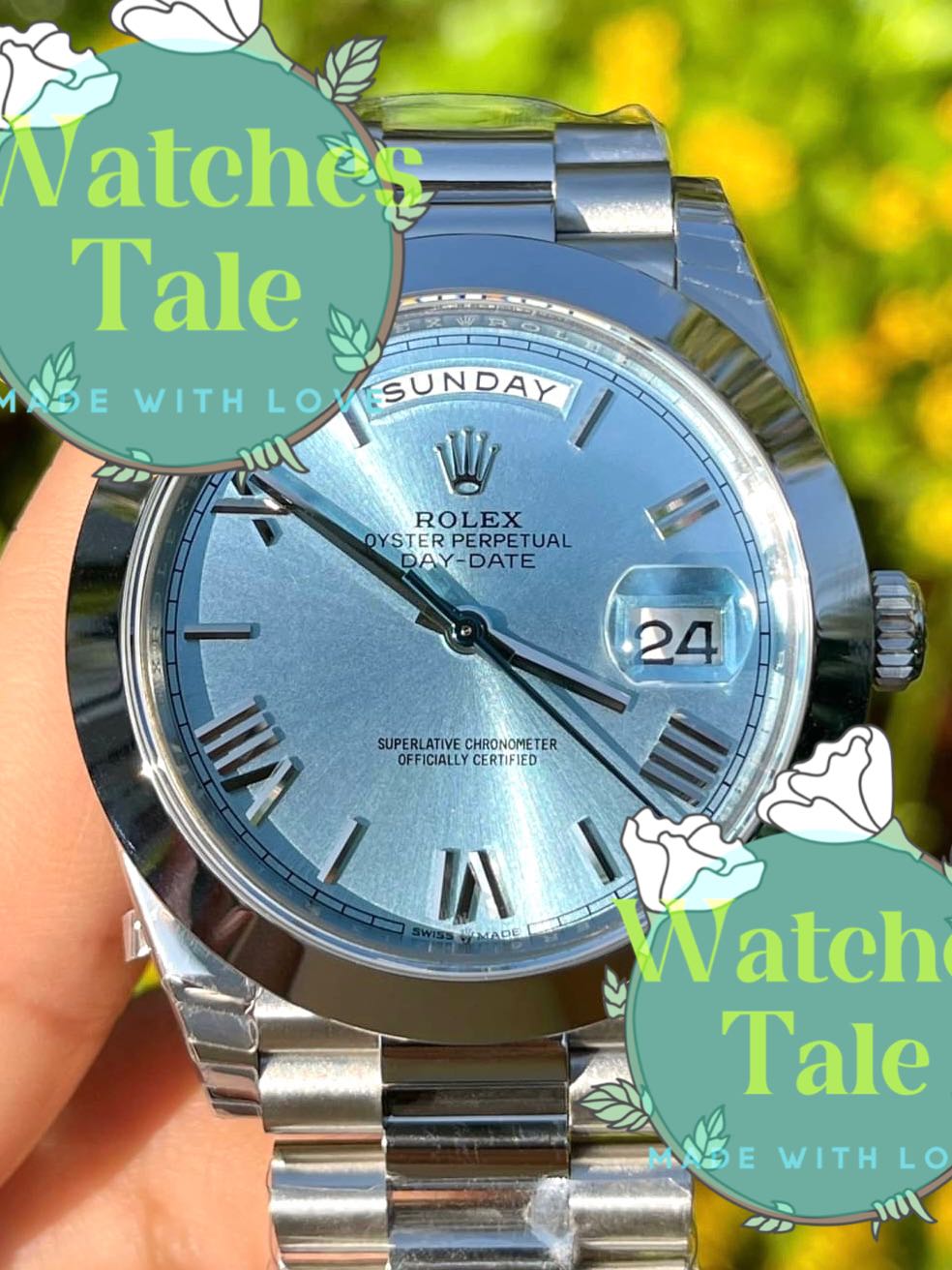 Rolex Day-Date Iceblue Dial 40mm. Roman Numberal Ref.228206 EW