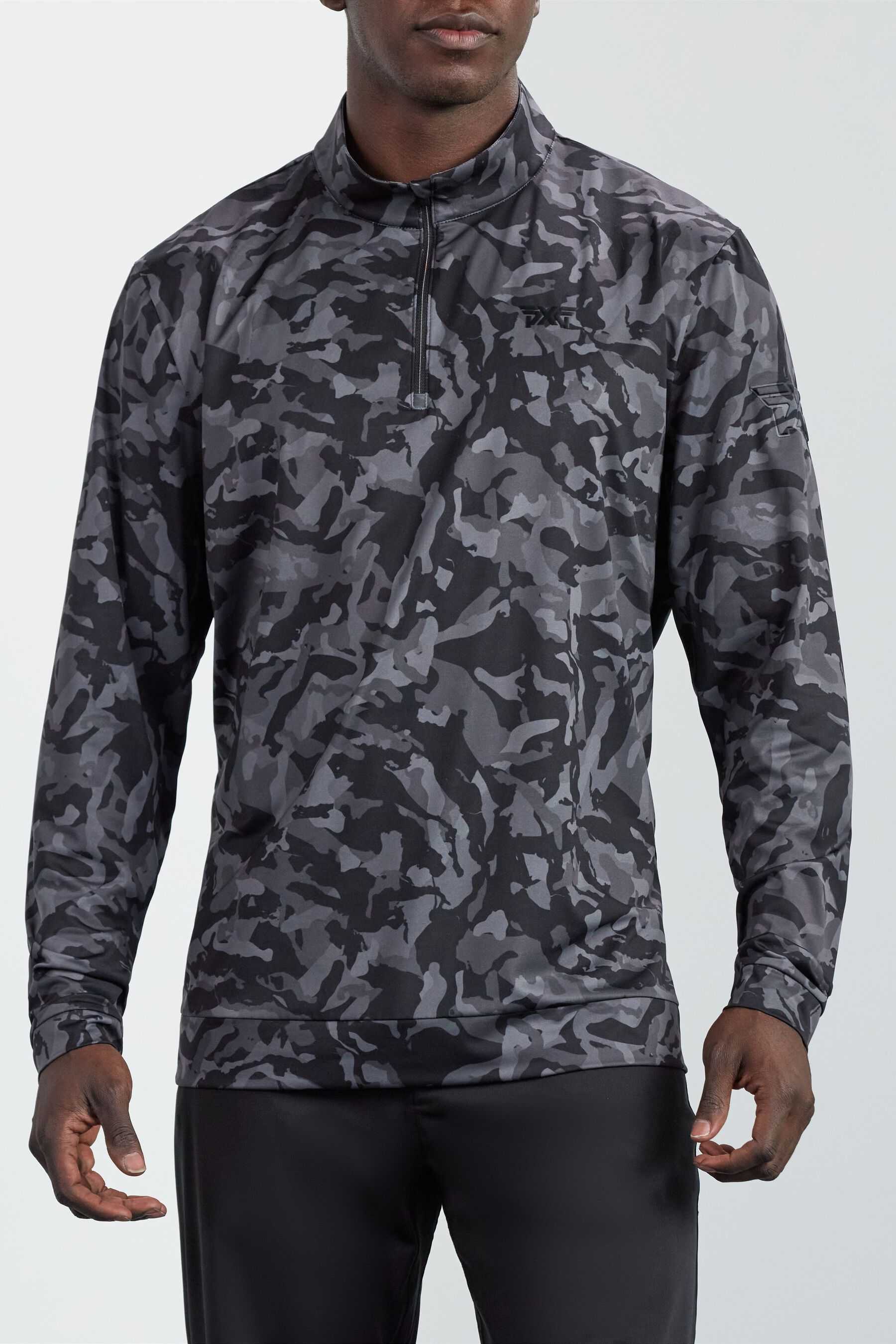 เสื้อโปโล PXG Men's Essential Fairway Camo 1/4 Zip Pullover - Black สินค้าใหม่ แท้ 100%