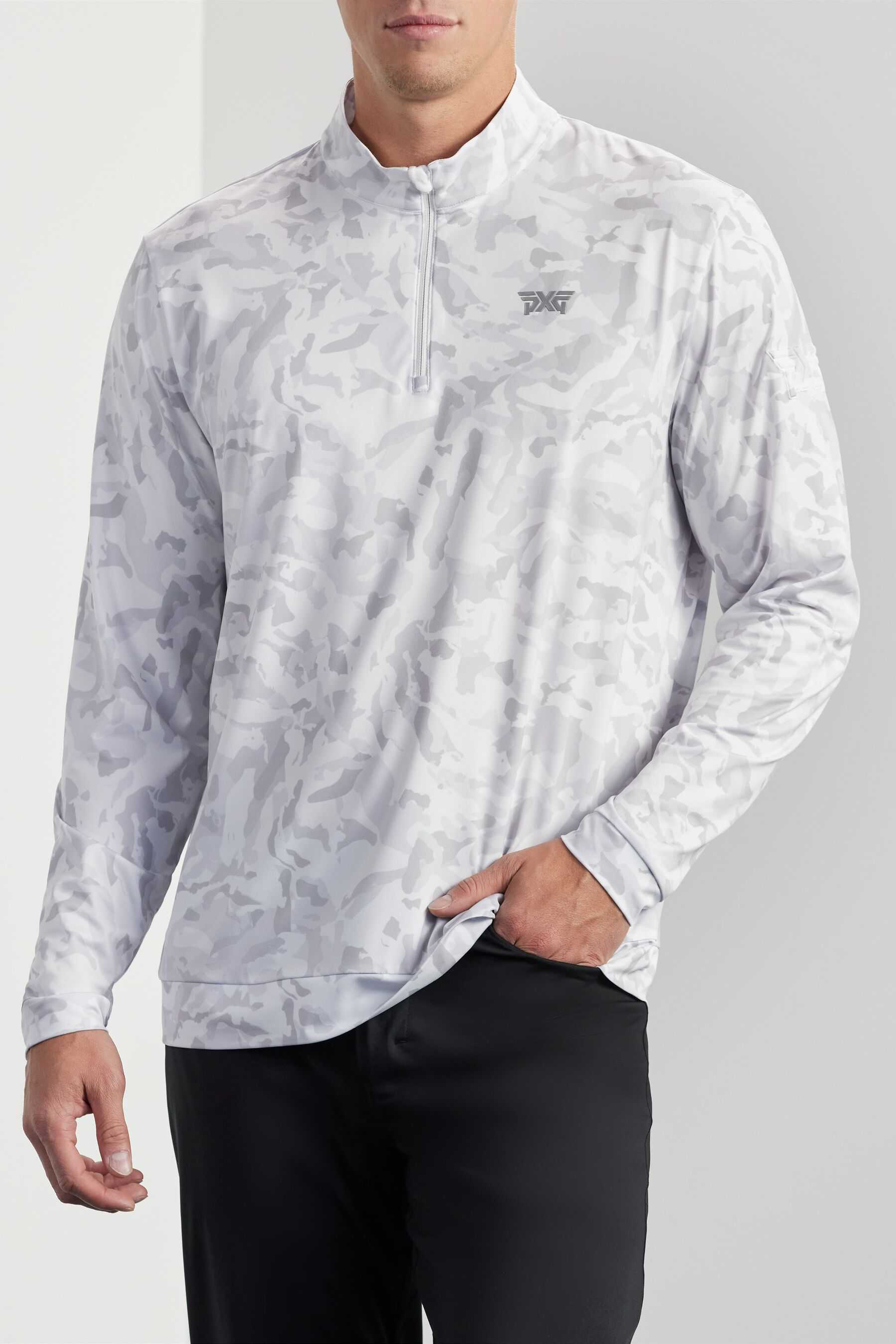 เสื้อโปโล PXG Men's Essential Fairway Camo 1/4 Zip Pullover - White สินค้าใหม่ แท้ 100%