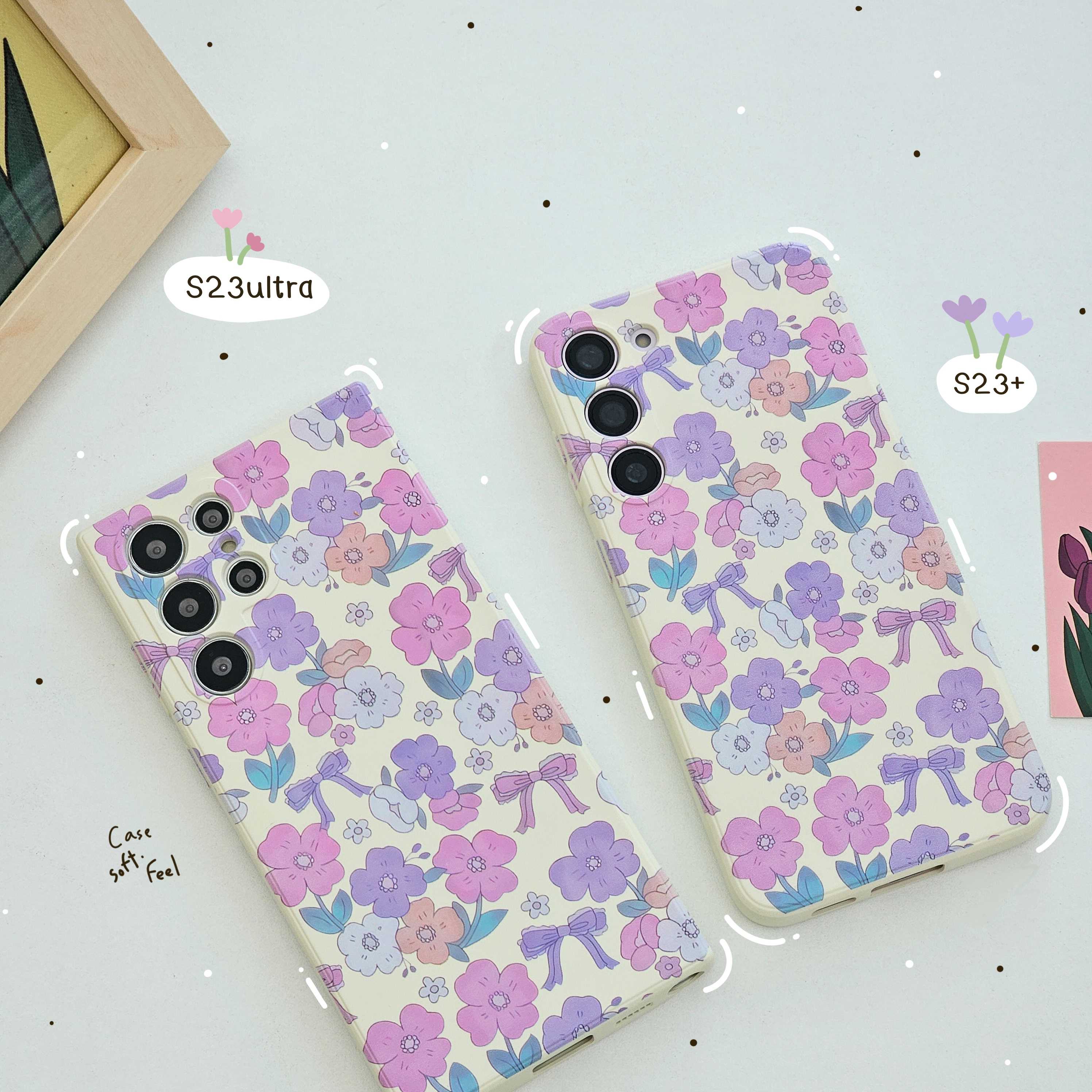 เคสซัมซุง ลายดอกไม้ม่วง เคสโบว์ s22 s22+ s22ultra s23 s23+ s23ultra a54 Note20ultra