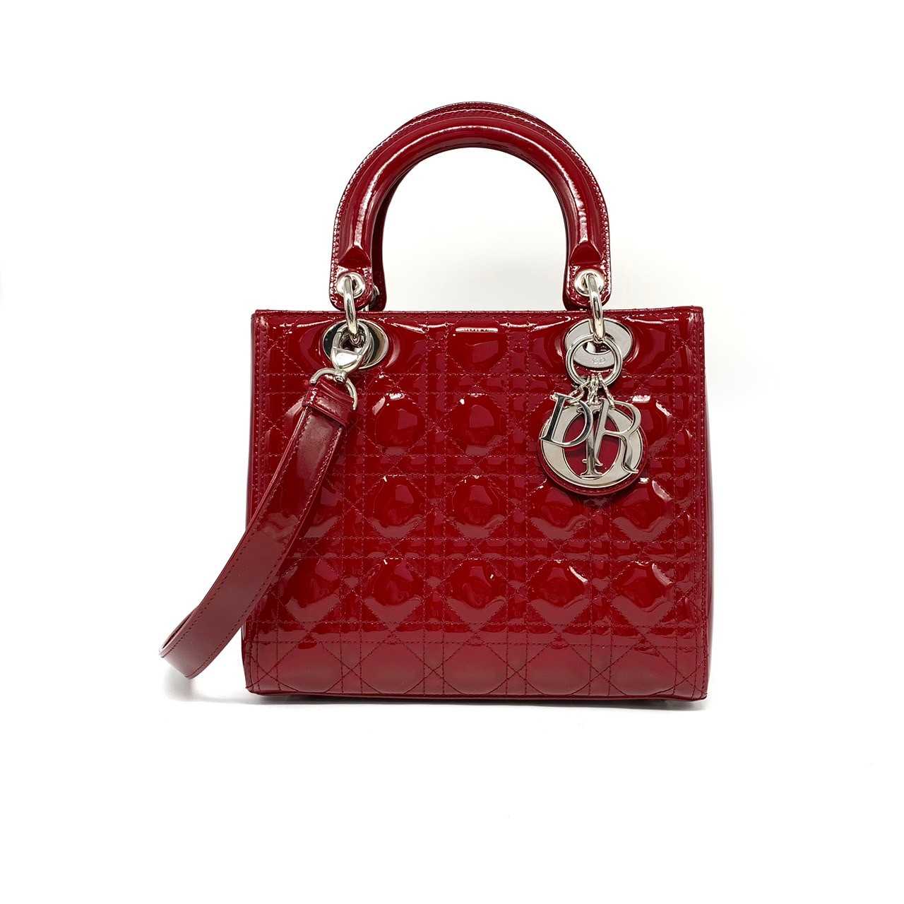 Dior Lady medium red patent shw dc19