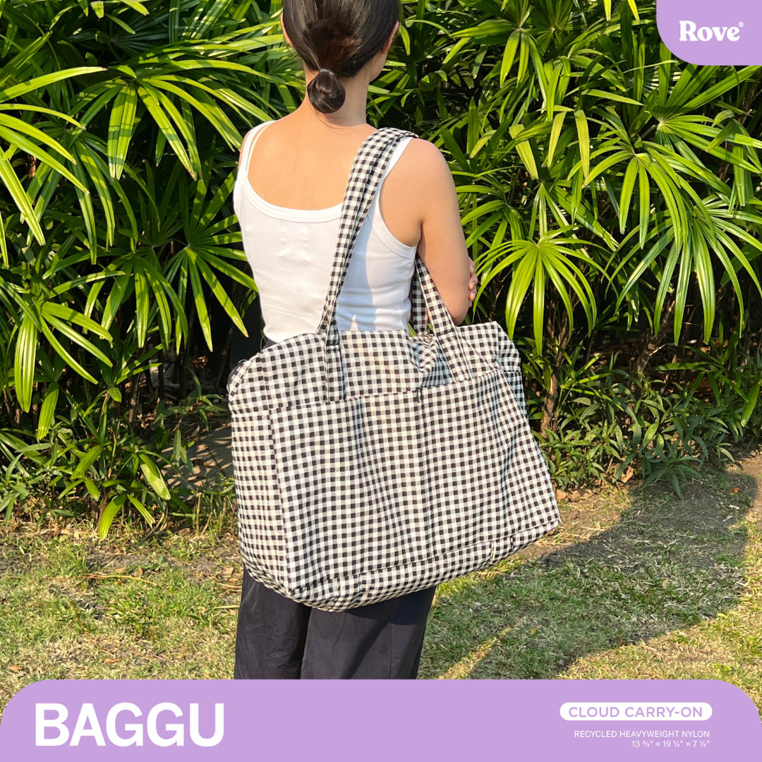 BAGGU Cloud Carry On Bag - Black & White Gingham