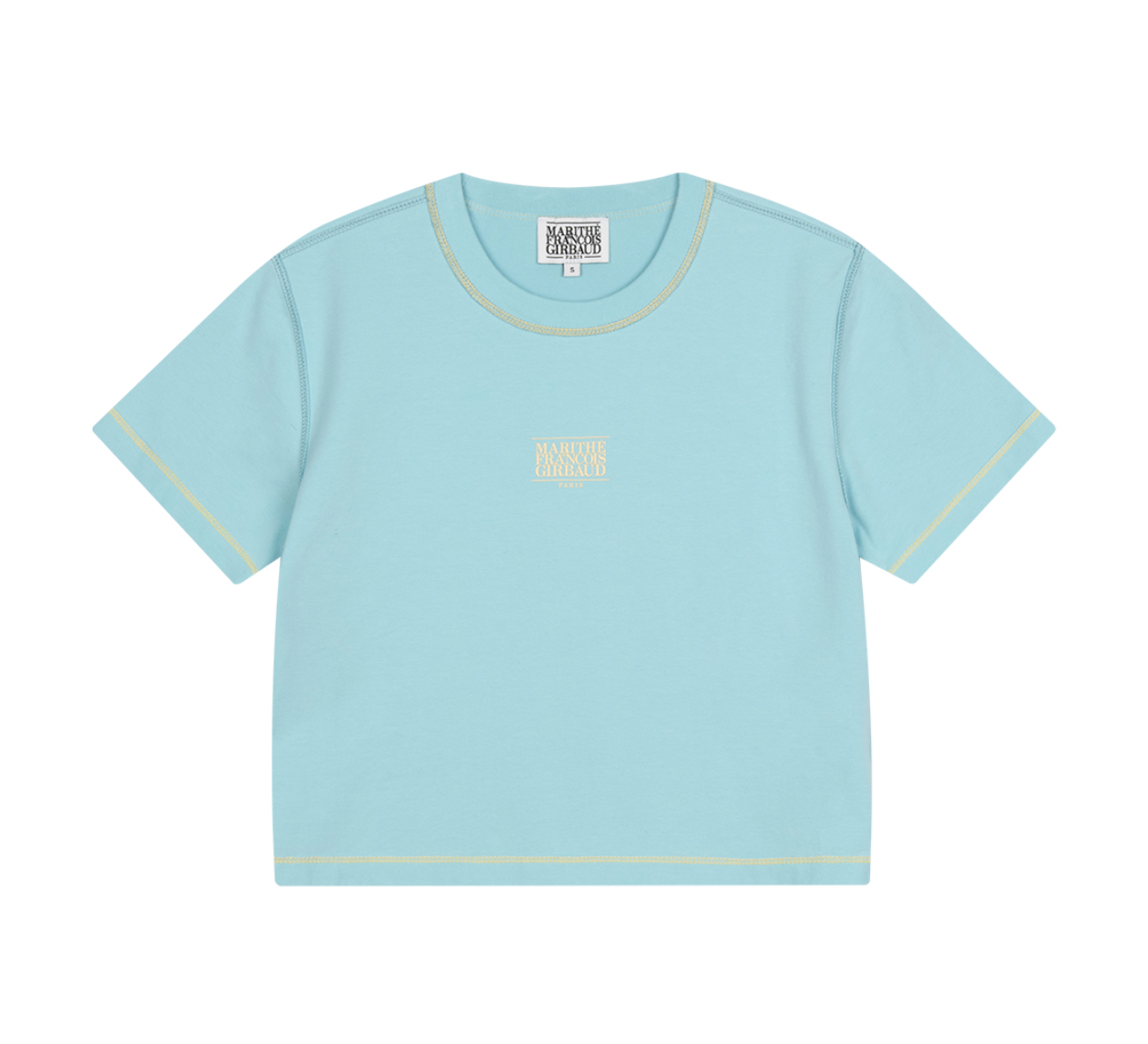 พร้อมส่ง Marithe Francois Girbaud เสื้อครอปสีฟ้า รุ่น W CLASSIC LOGO BABY CROP TEE SKY BLUE