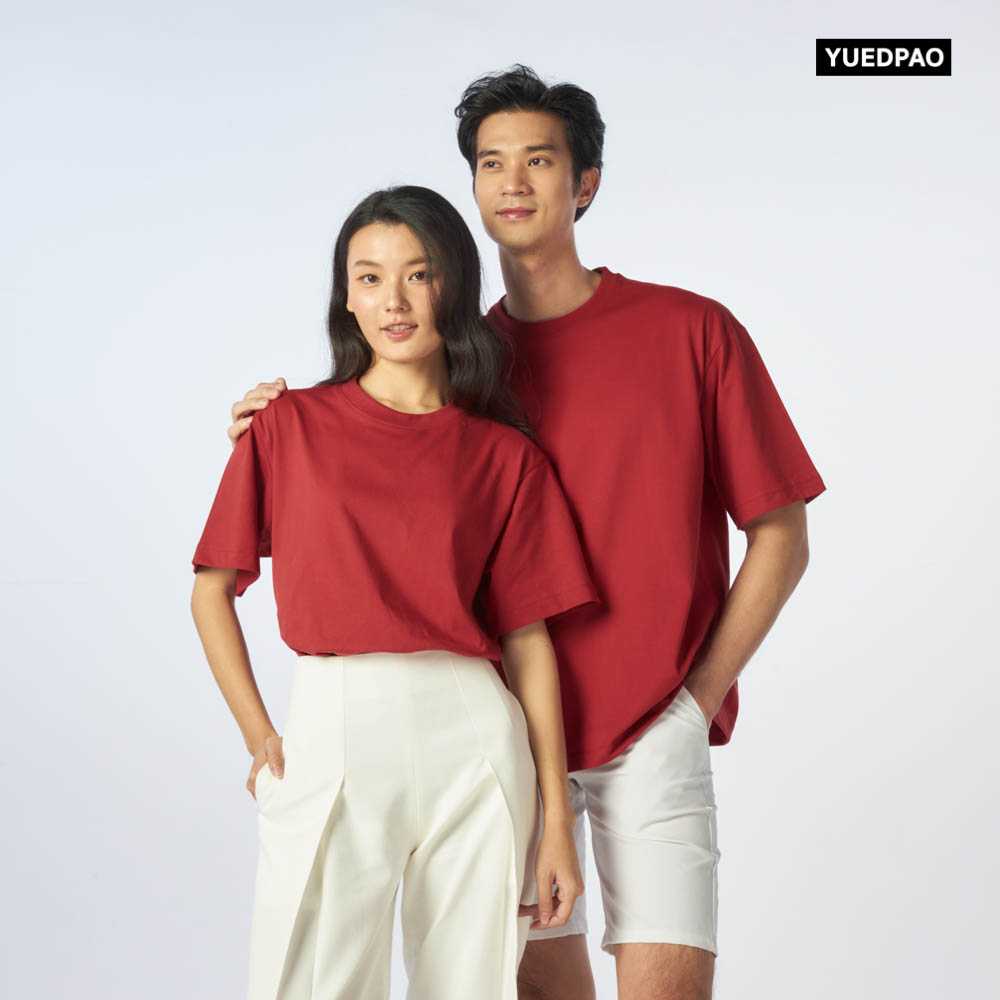 Yuedpao Oversized Timeless ผ้าหนายับยากรีดง่าย เสื้อยืดเปล่า โอเวอร์ไซส์ สี Cherry