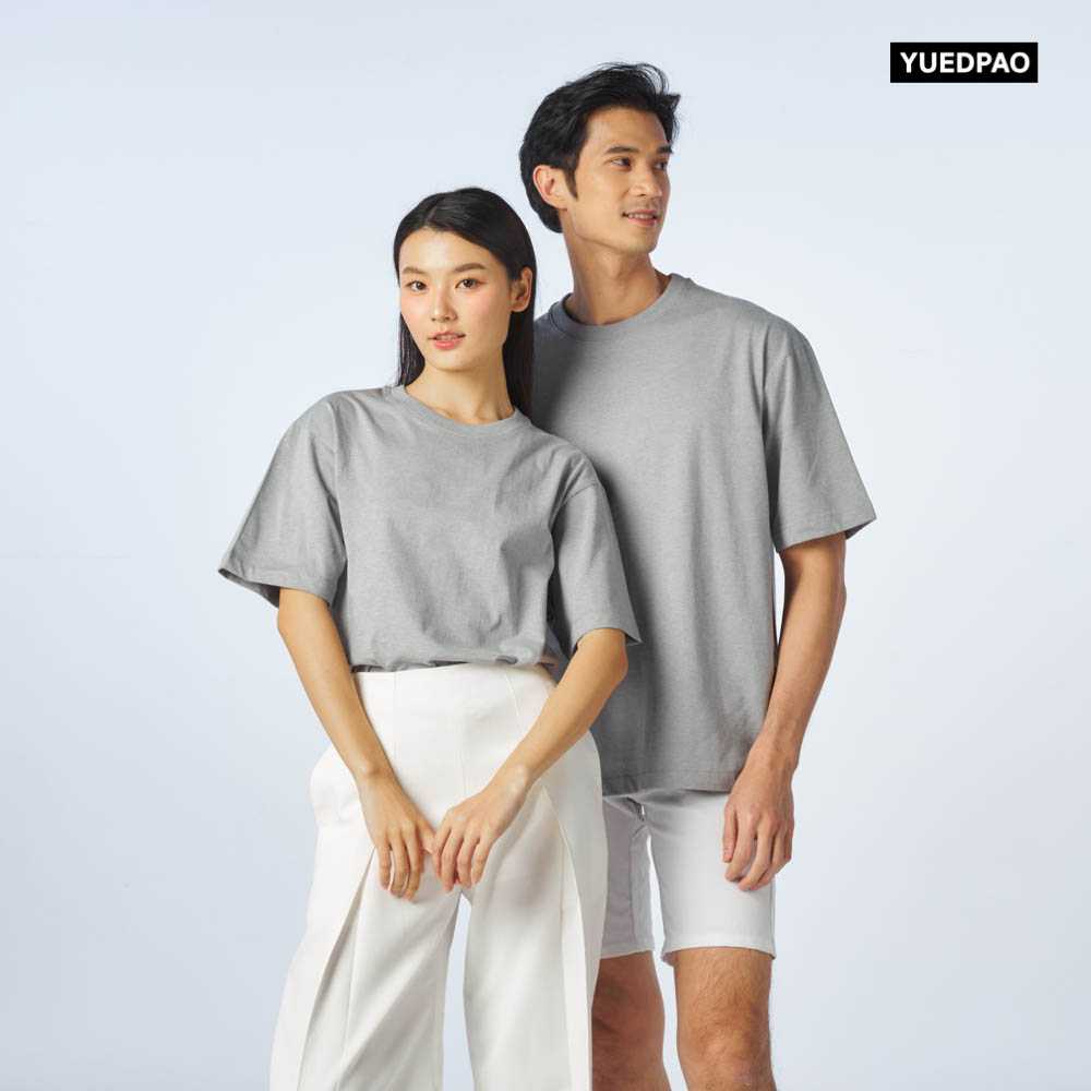Yuedpao Oversized Timeless ผ้าหนายับยากรีดง่าย เสื้อยืดเปล่า โอเวอร์ไซส์ สี Medium Gray