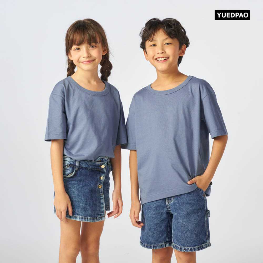 Yuedpao Kids Oversized Timeless ผ้าหนายับยากรีดง่าย เสื้อยืดเปล่า โอเวอร์ไซส์ สี Old Blue