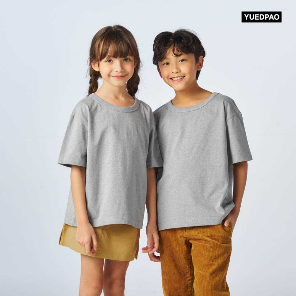 Yuedpao Kids Oversized Timeless ผ้าหนายับยากรีดง่าย เสื้อยืดเปล่า โอเวอร์ไซส์ สี Medium Gray