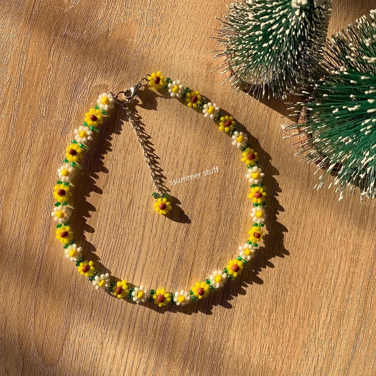 🌻🧸merry flower beaded necklace🌼🌳