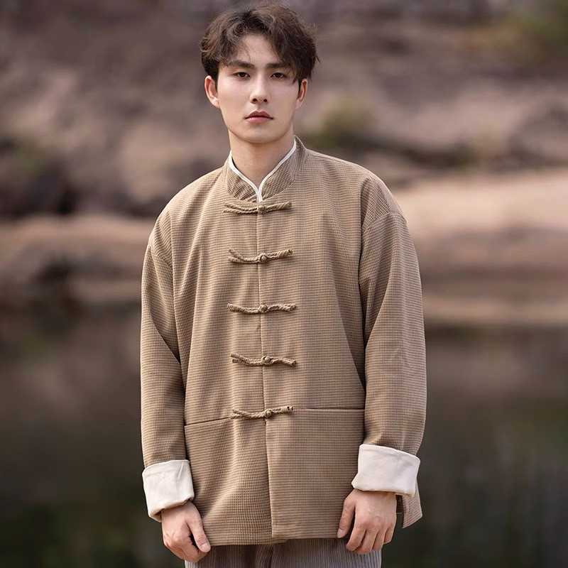 ASAYAHOMME89 : Chinese style buckle top, waffle extra suit, tunic jacket