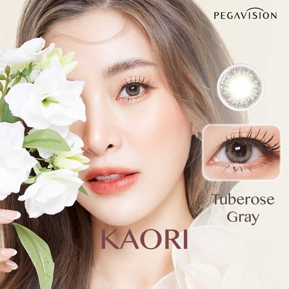 คอนแทคเลนส์สี รายเดือน PEGAVISION รุ่น KAORI สี Tuberose Gray (2 เลนส์/กล่อง)