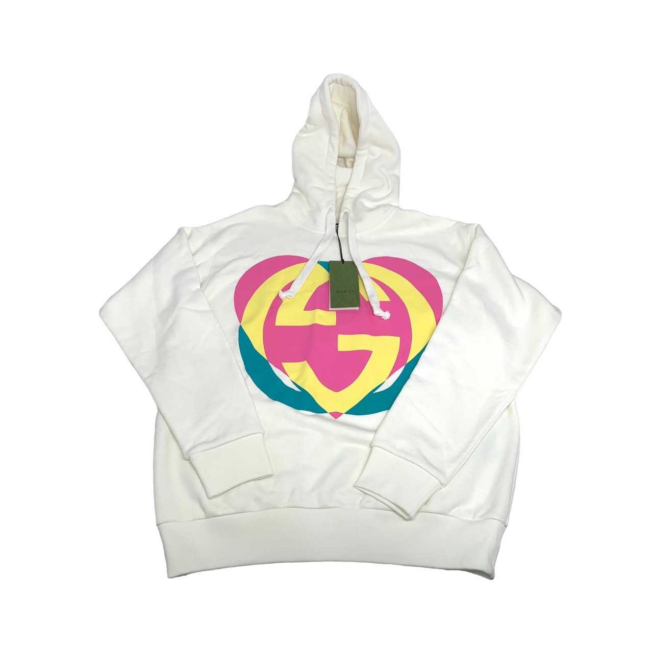 New Gucci interlocking G heart sweatshirt white (pink heart) sz.S