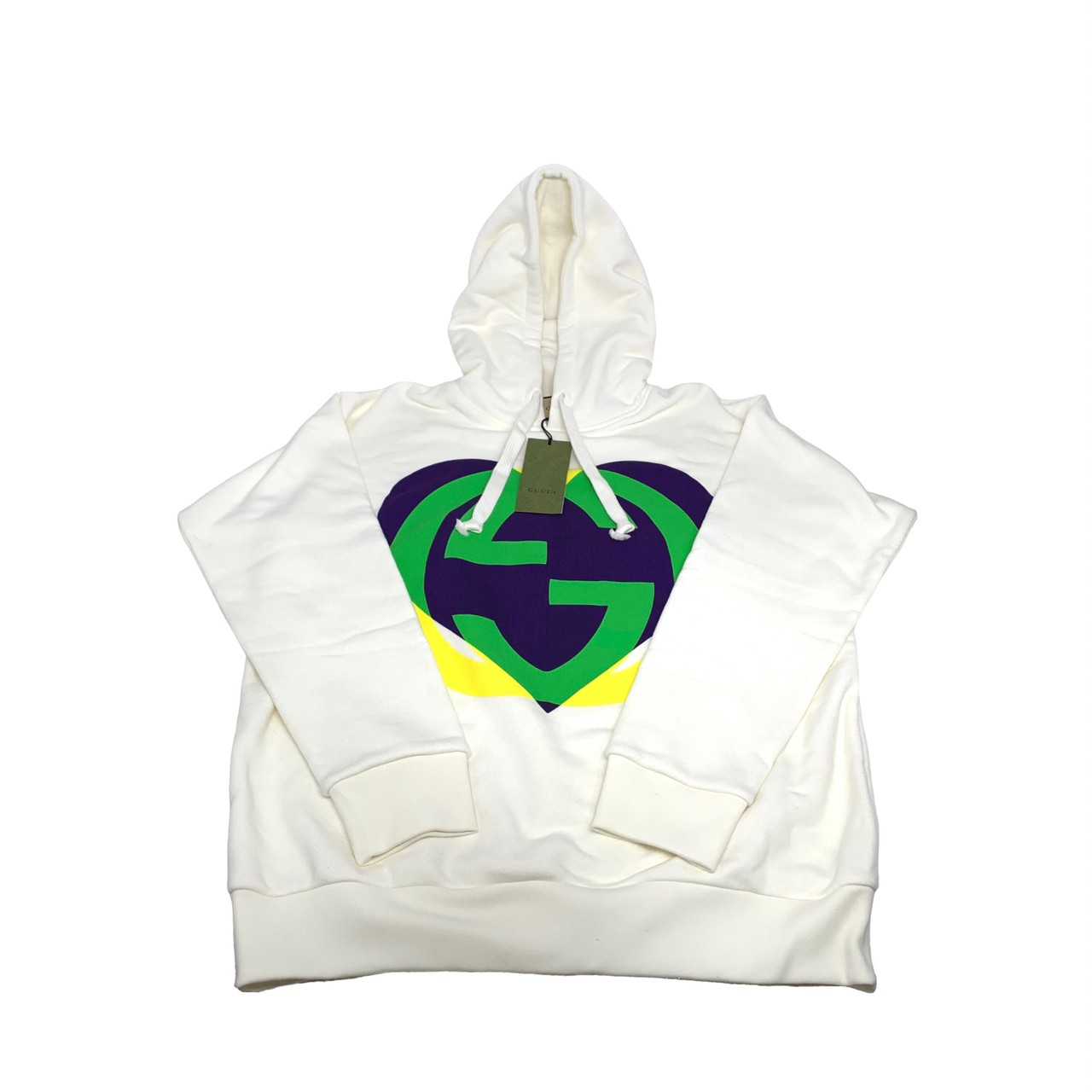New Gucci interlocking G heart sweatshirt white (violet heart) sz.S