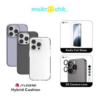 [Set 3 ชิ้น] JTLEGEND รุ่น Hybrid Cushion เคสสำหรับ iPhone 15 + ฟิล์มกระจก + กระจกกันเลนส์กล้อง