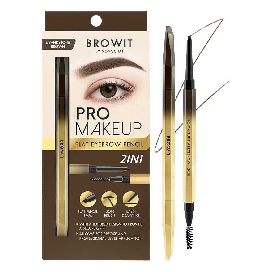 เขียนคิ้วหัวแบน 0.08g. ► Official Account Browit Pro Makeup Flat Eyebrow Pencil