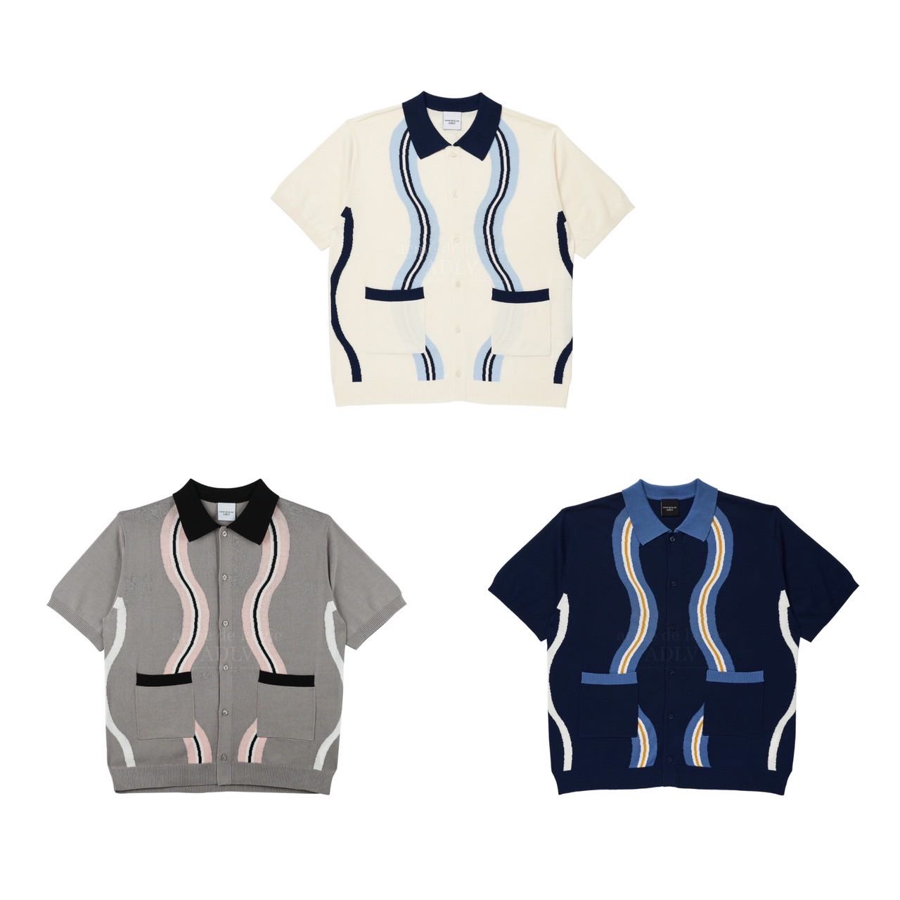 [PRE-ORDER] ADLV  WAVE PATTERN ZIP UP KNIT CREAM