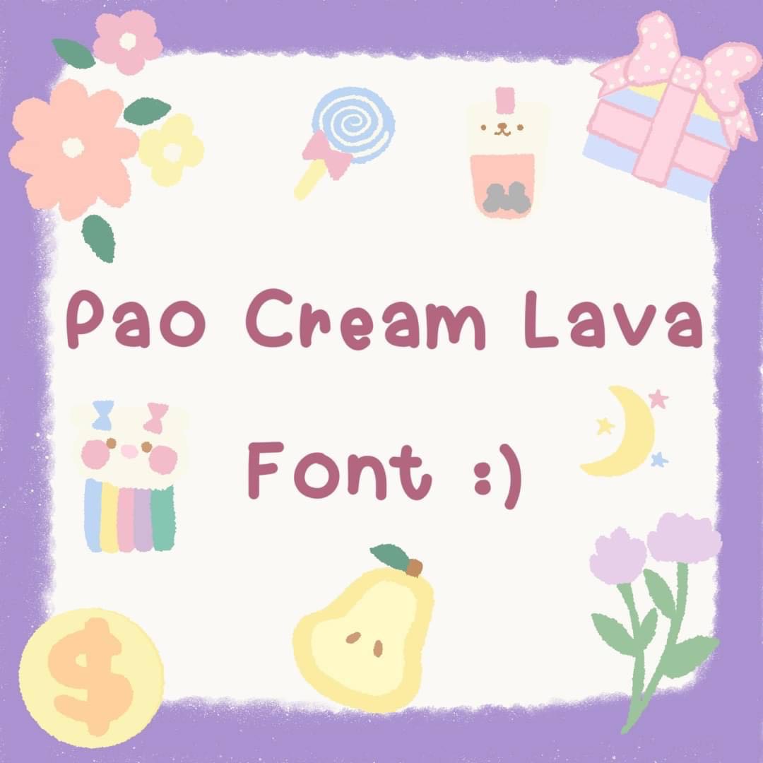 ฟอนต์ลายมือ Pao Cream Lava ตัวอักษรภาษาไทย ภาษาอังกฤษ English&Thai