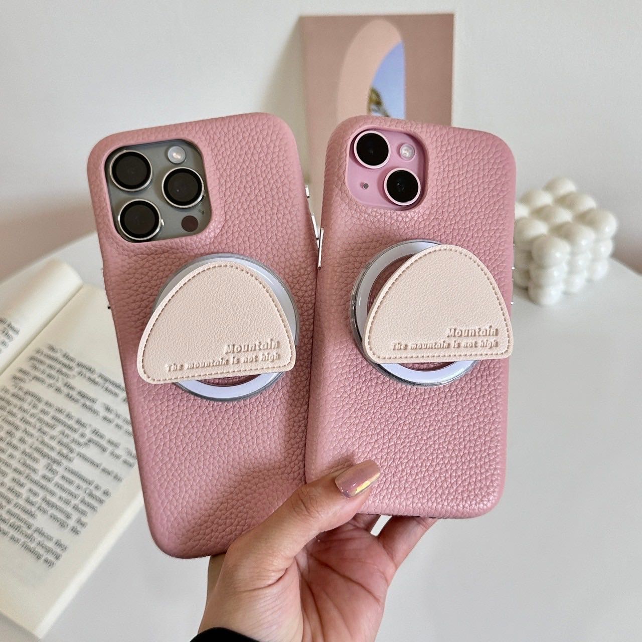สอบถามก่อนกดสั่ง เคสหนัง เคสชาร์จแบต สีพื้น สีชมพู holder griptok ไอริง magnetic เคสไอโฟน เคสiphone