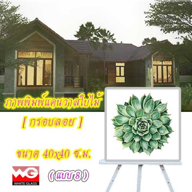 White Glass สินค้าสำเร็จรูป-ภาพพิมพ์แคนวาสใบไม้ (แบบ 8) ขนาด 40x40 ซ.ม.