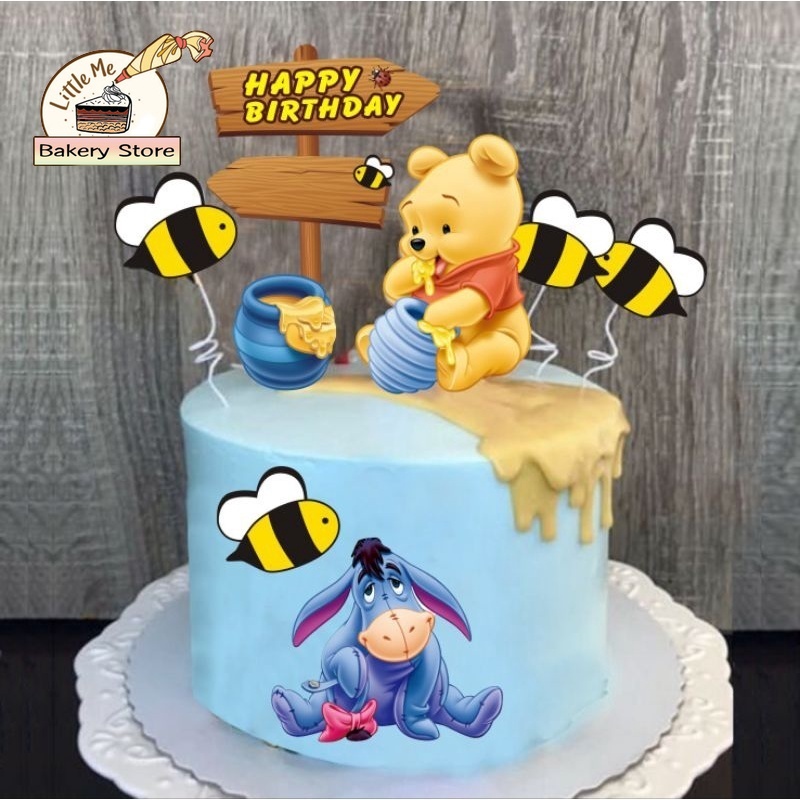 [พร้อมส่ง] ป้ายปักตกแต่งเค้ก HBD ชุดหมูพู