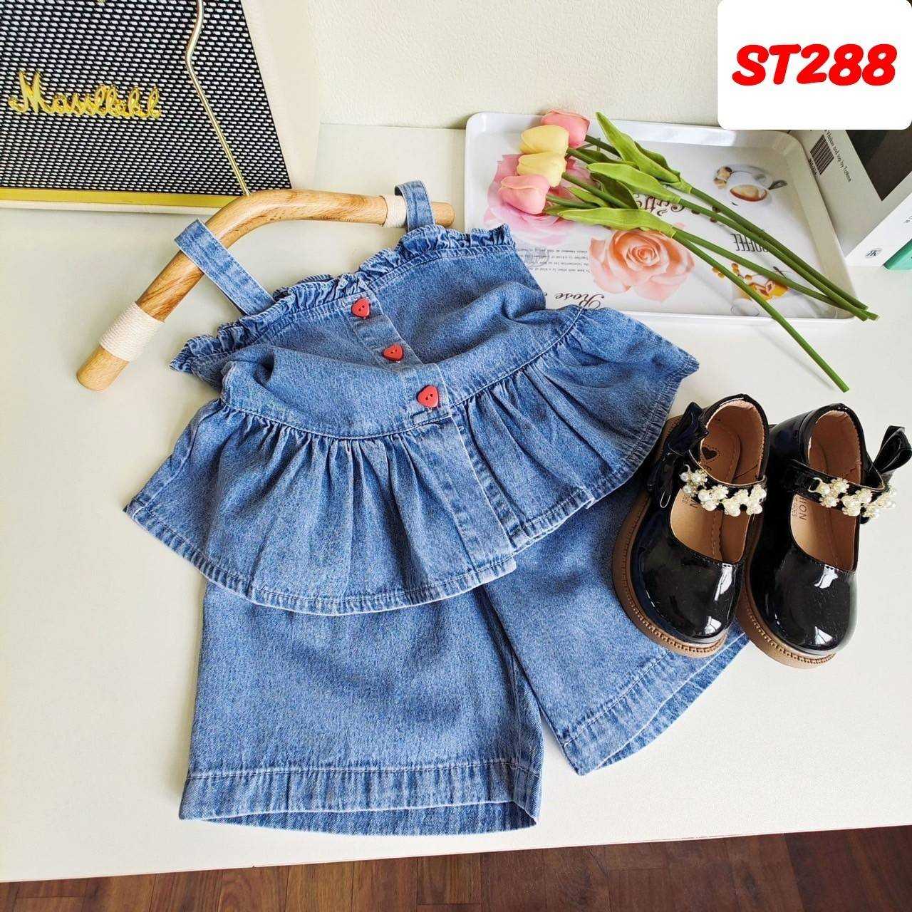 ST288-ชุดเซ็ตเด็กหญิงเสื้อกางเกงยีนส์