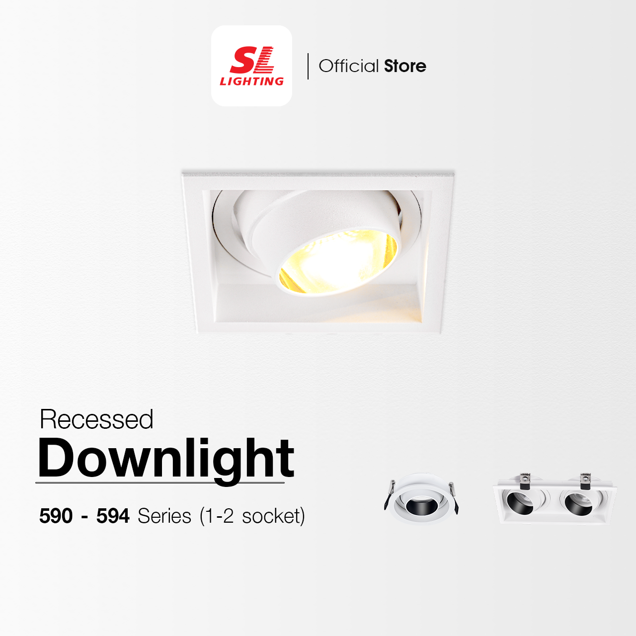 SL LIGHTING | Recessed Downlight MR16 GU5.3 ดาวน์ไลท์ฝังฝ้า เปลี่ยนหลอดด้านหน้า รุ่น W-590 | W-594