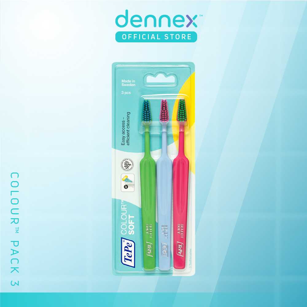 แปรงสีฟัน TePe Colour Soft  แพ็ค 3 ด้าม (คละสี)