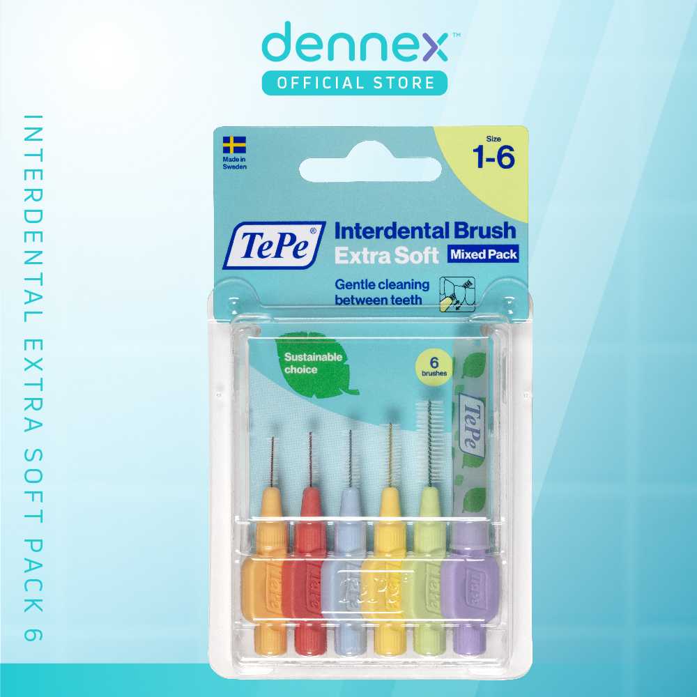 แปรงซอกฟันขนนุ่มพิเศษ TePe Interdental Brush Extra Soft 6 ชิ้น/แพ็ค