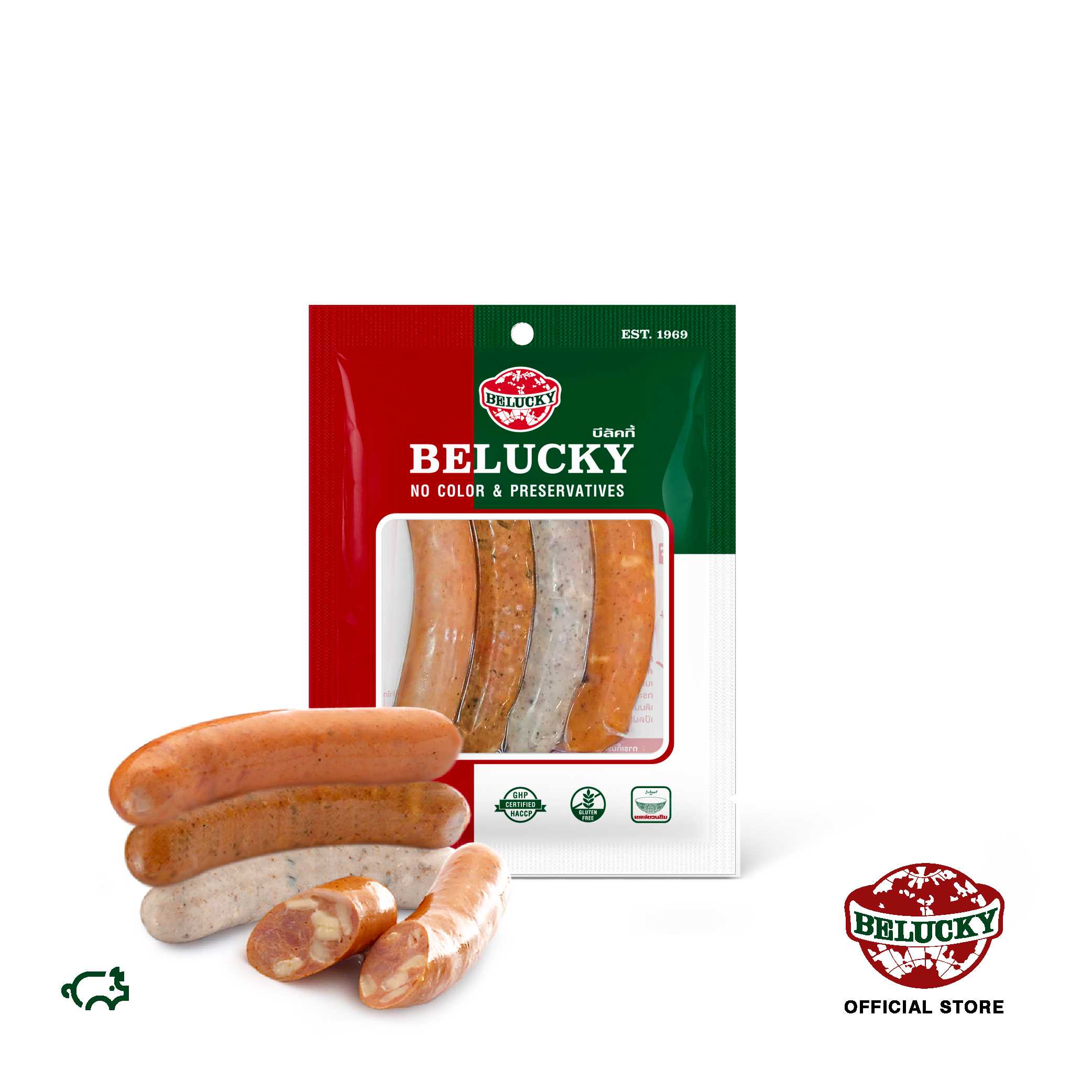 Belucky บีลัคกี้ Top Four Sausage ท็อป โฟร์ ซอสเซจ ( 140g ) อาหารยอดนิยม