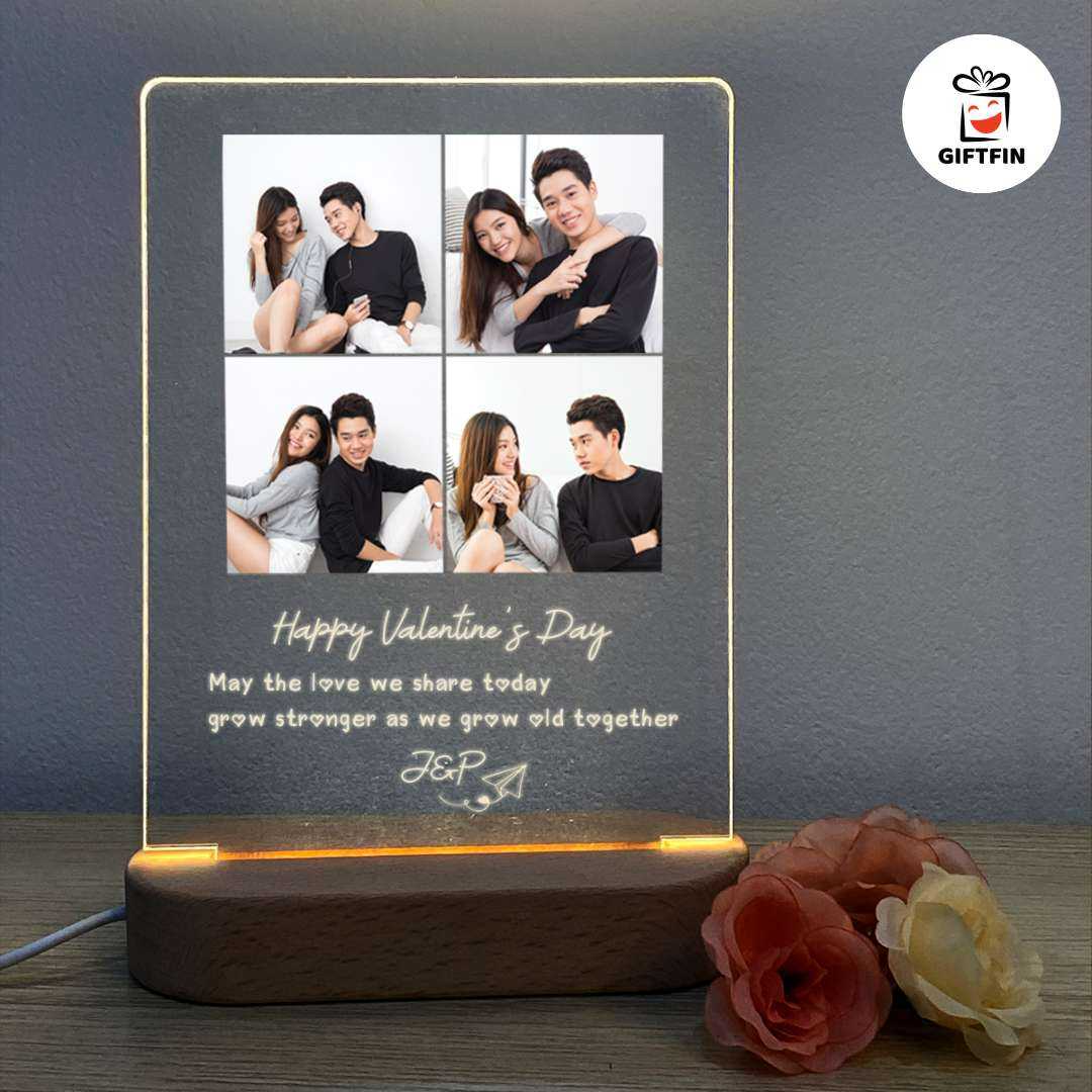 โคมไฟอะคริลิค LED (แบบที่ 7) รวม 4 รูป พร้อมคำอวยพร | ของขวัญวันเกิด วันครบรอบ ของให้แฟน | GiftFin