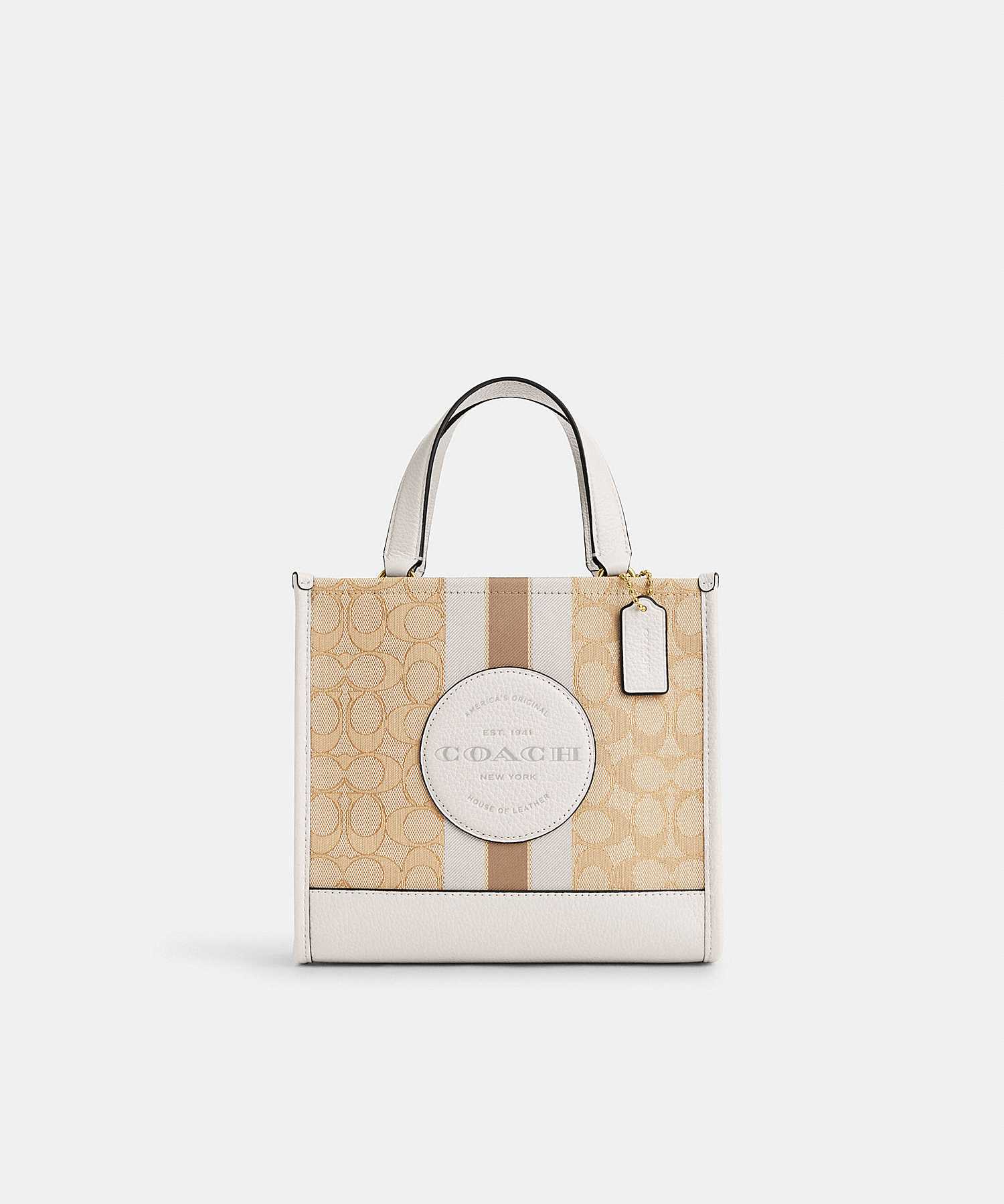 COACH DEMPSEY TOTE 22 IN SIGNATURE JACQUARD WITH STRIPE AND COACH PATCH CQ878 IMDQC