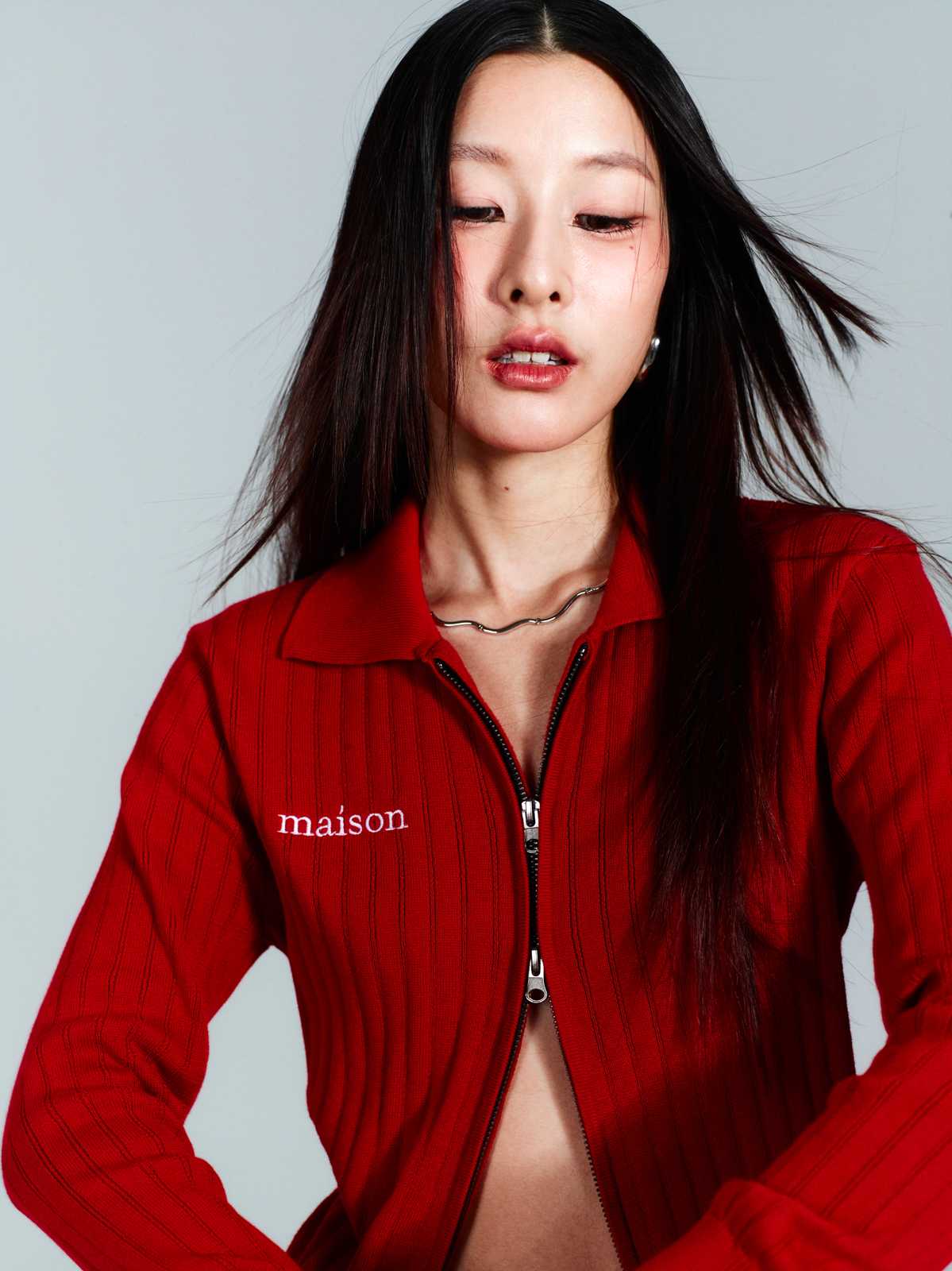 maison KEEPS | Mika Knitted Shirts เสื้อไหมพรมแขนยาว ซิปหน้า ปักโลโก้